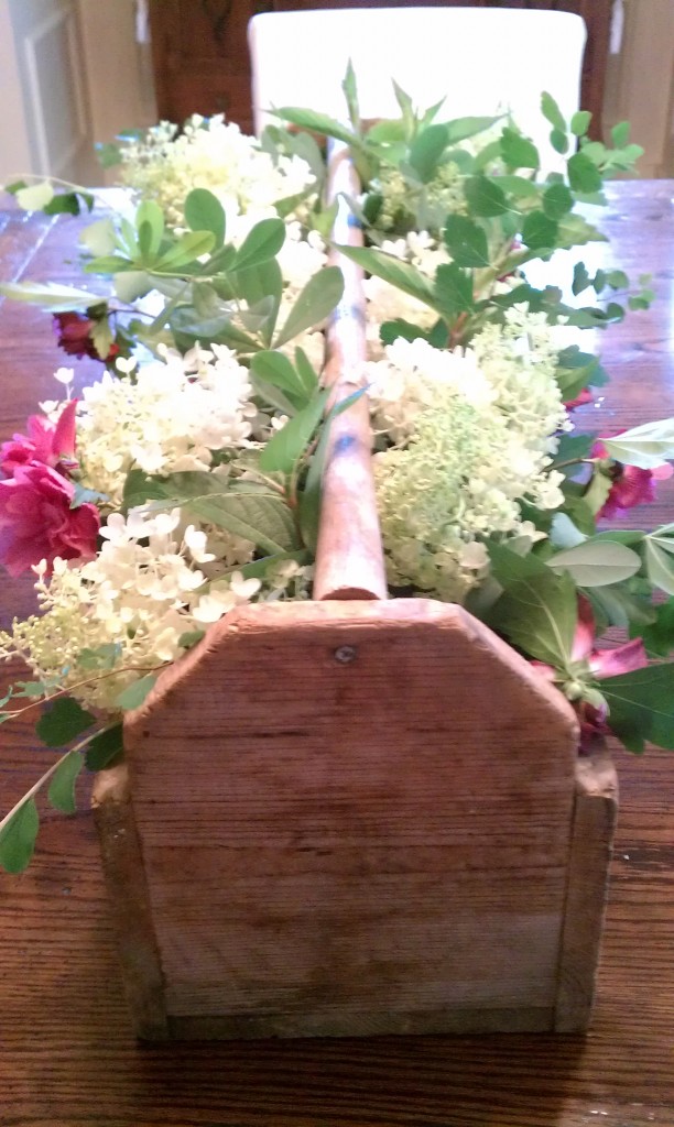 tool box with flowers