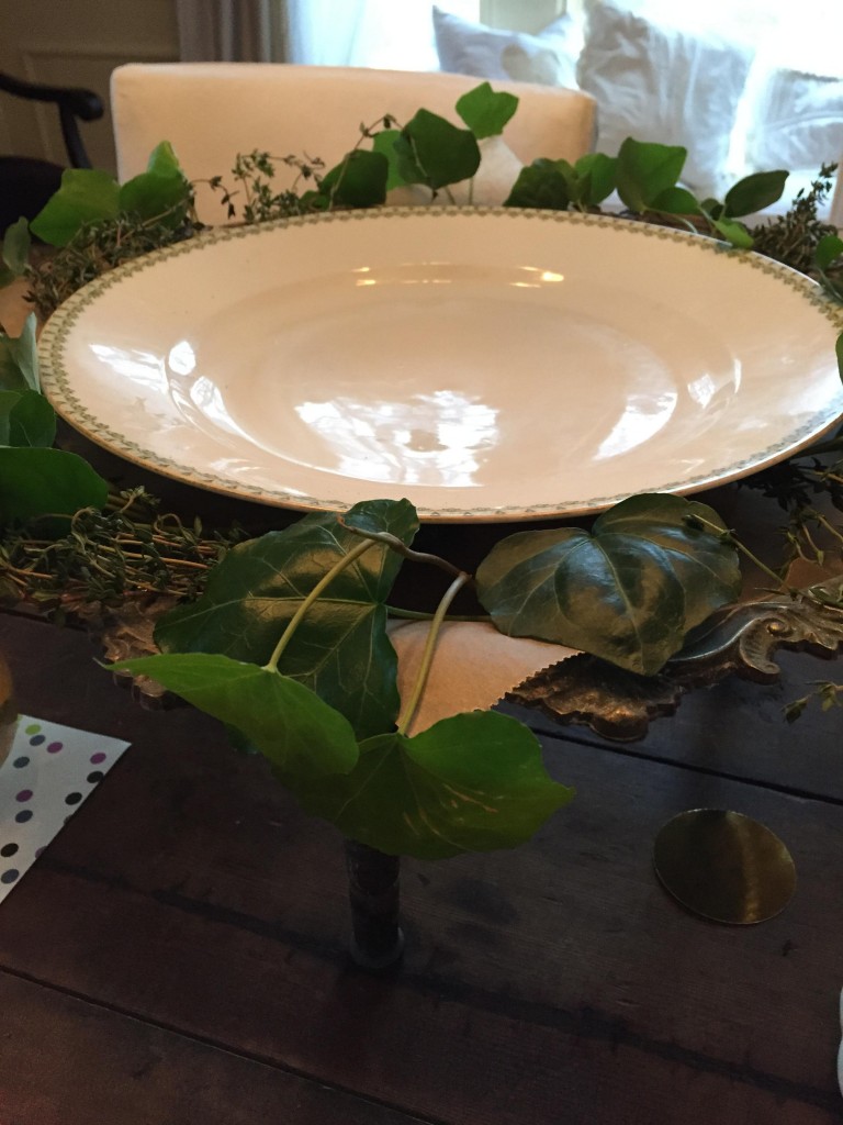 platter with ivy