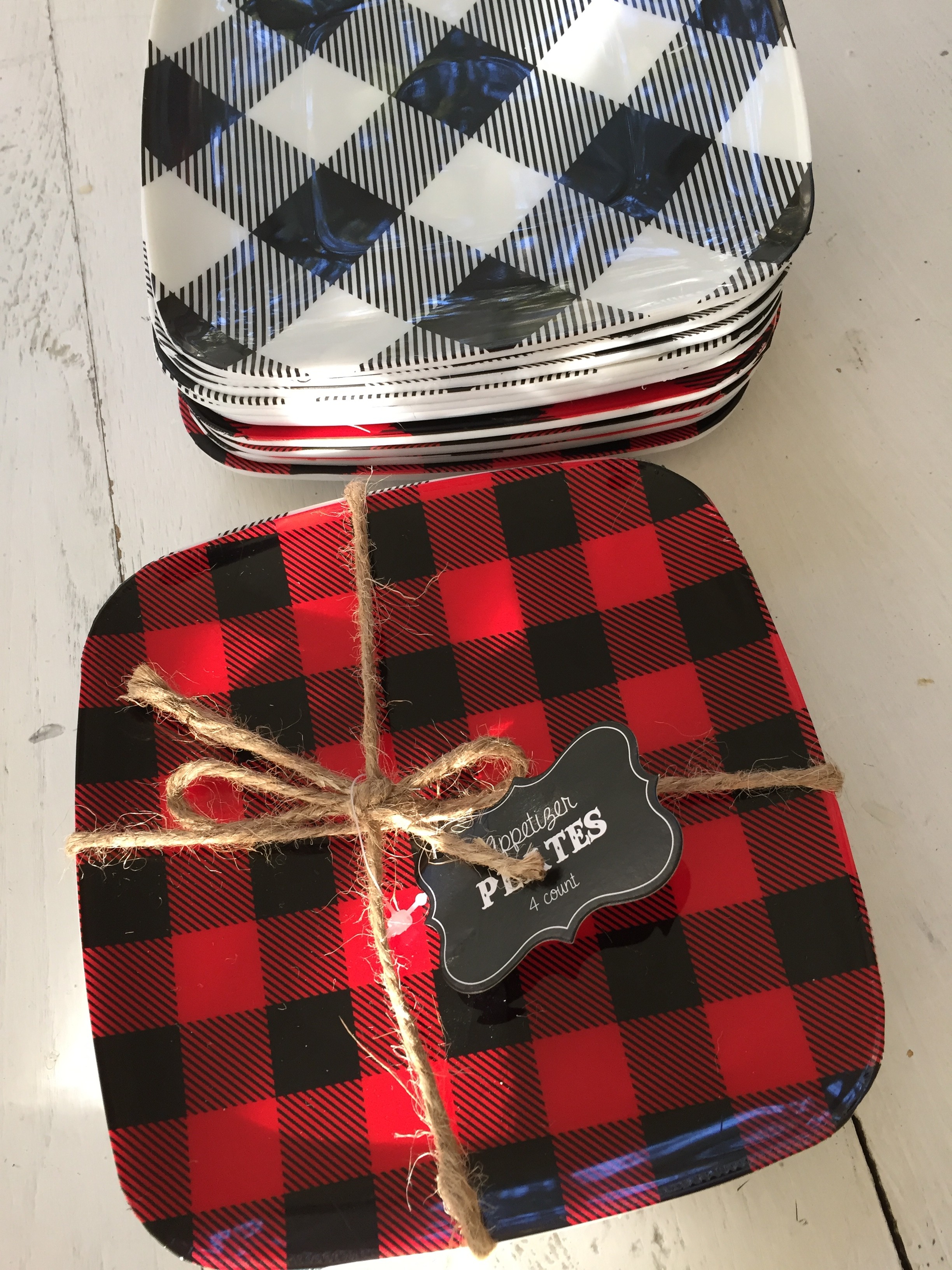 plaid appetizer plates