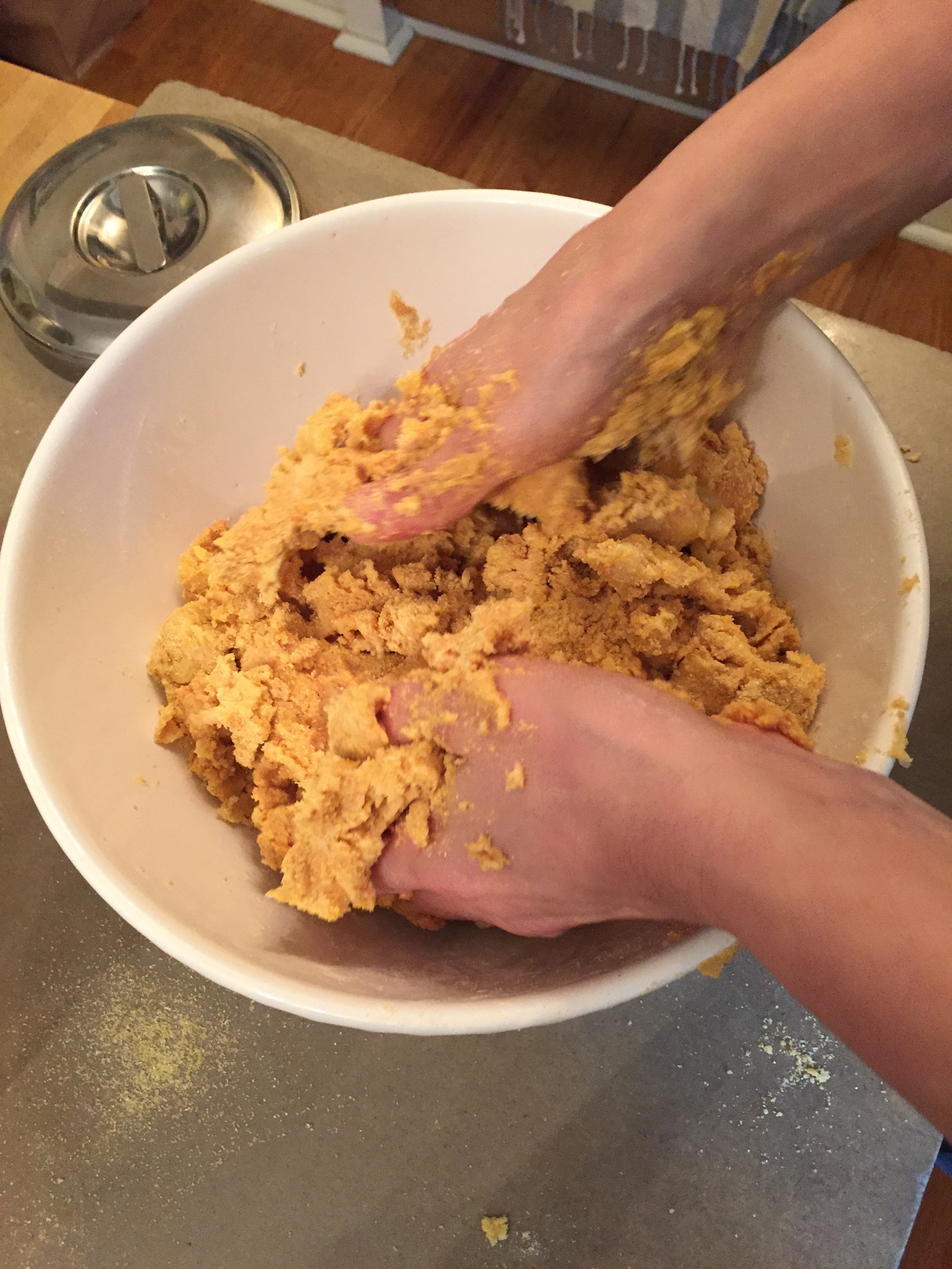 making bark butter for the birds