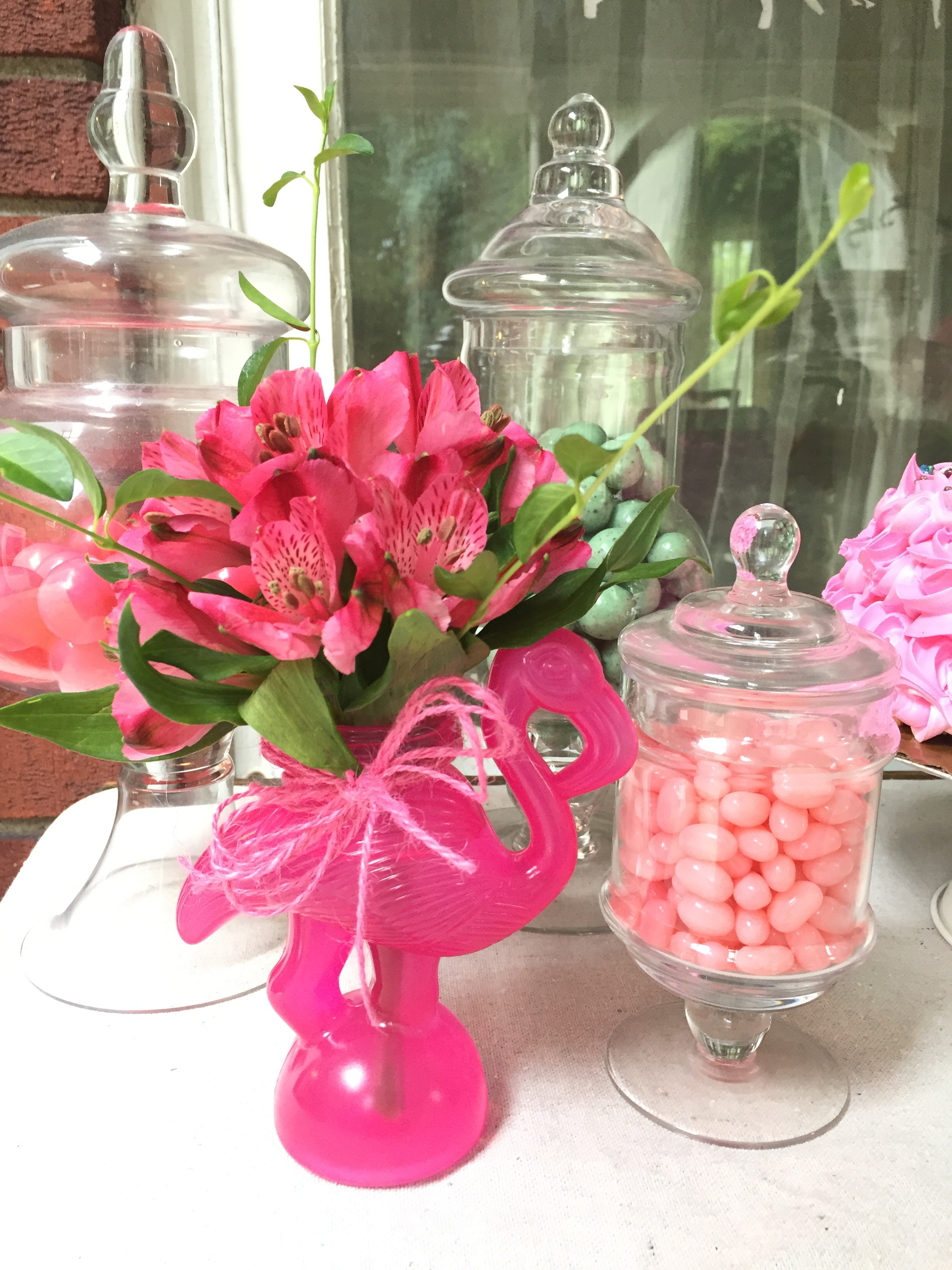 pink flamingo vase made from a dollar store straw cup