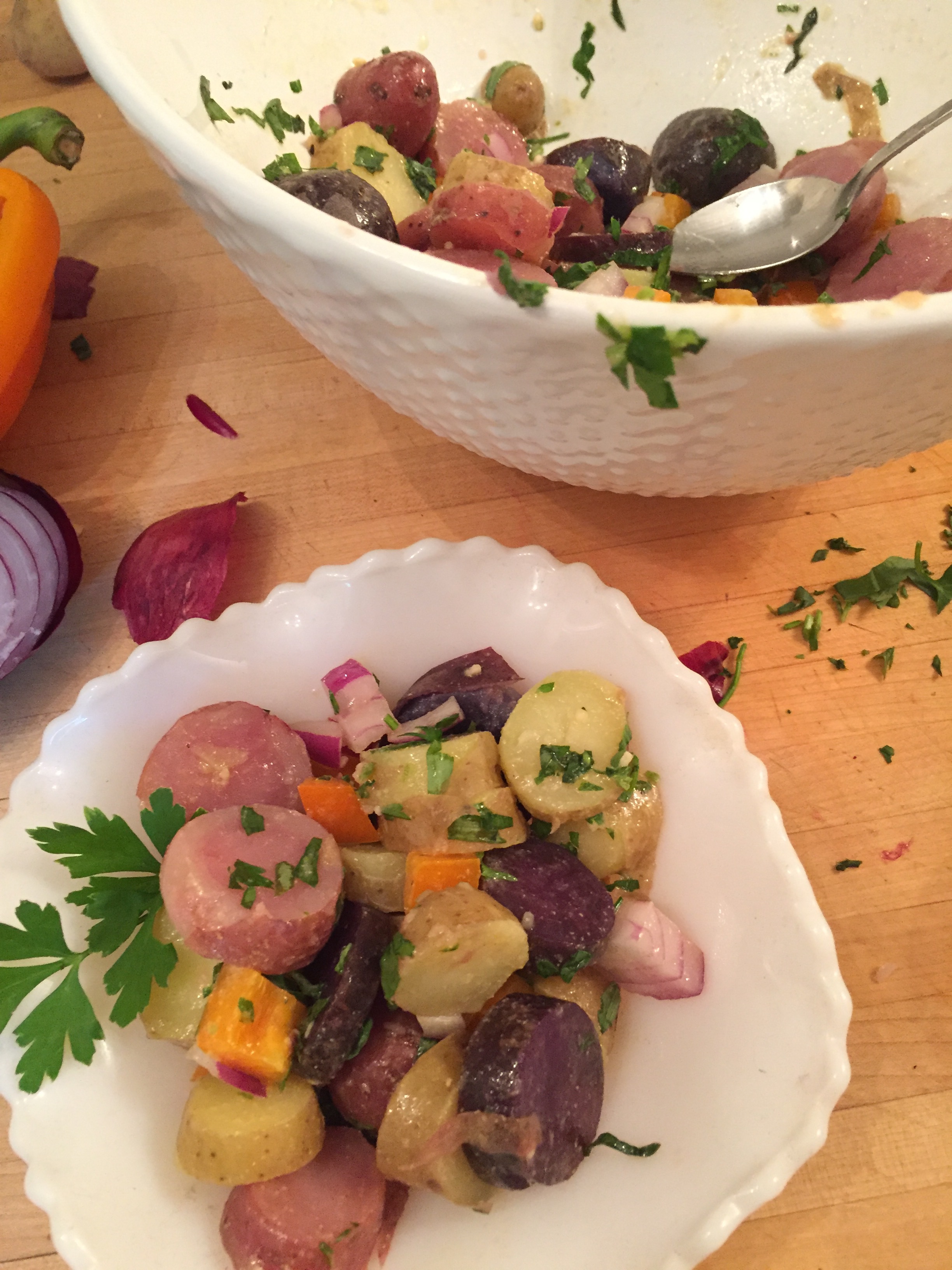 red, white & blue potato salad