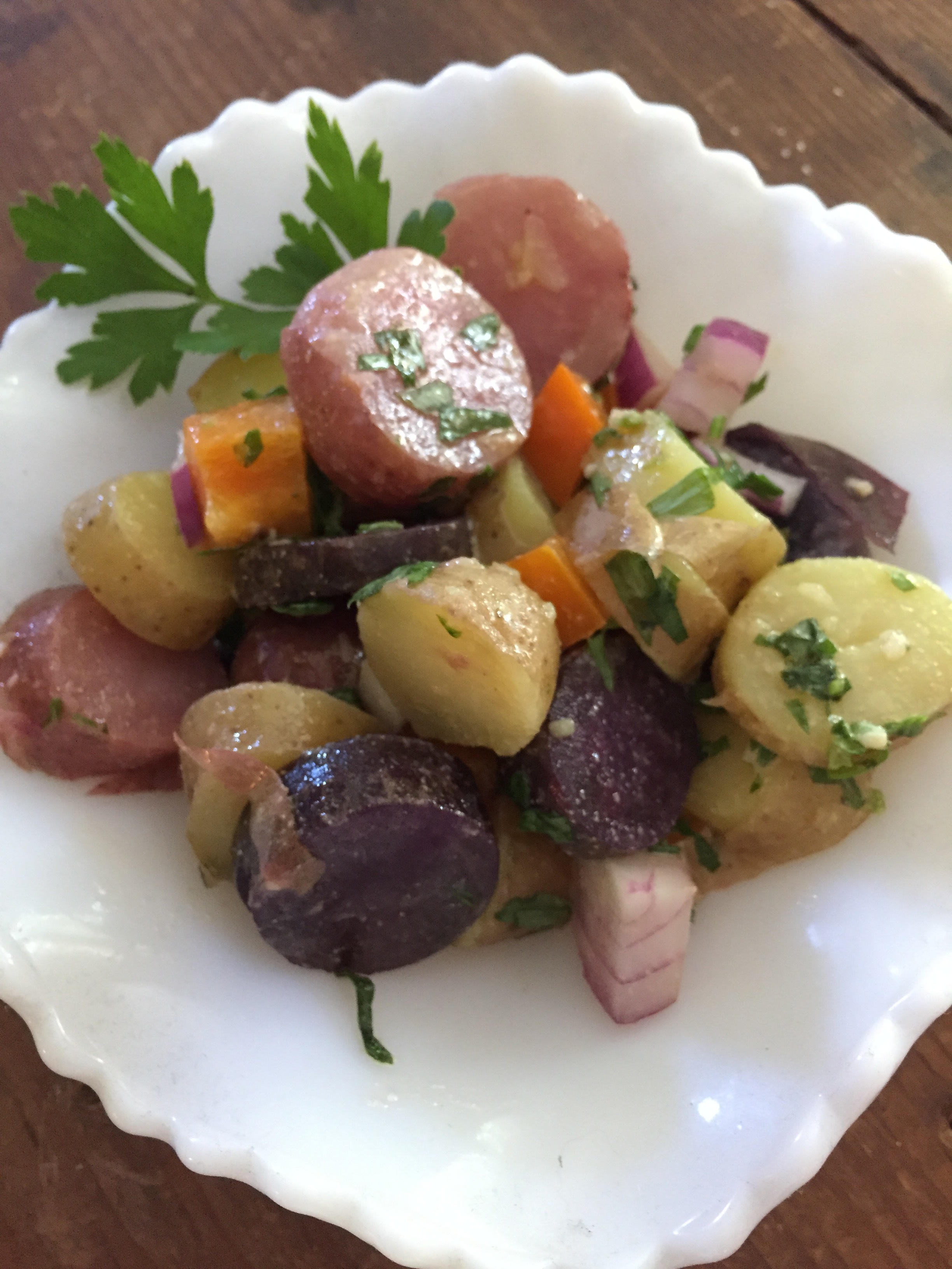 red, white & blue potato salad