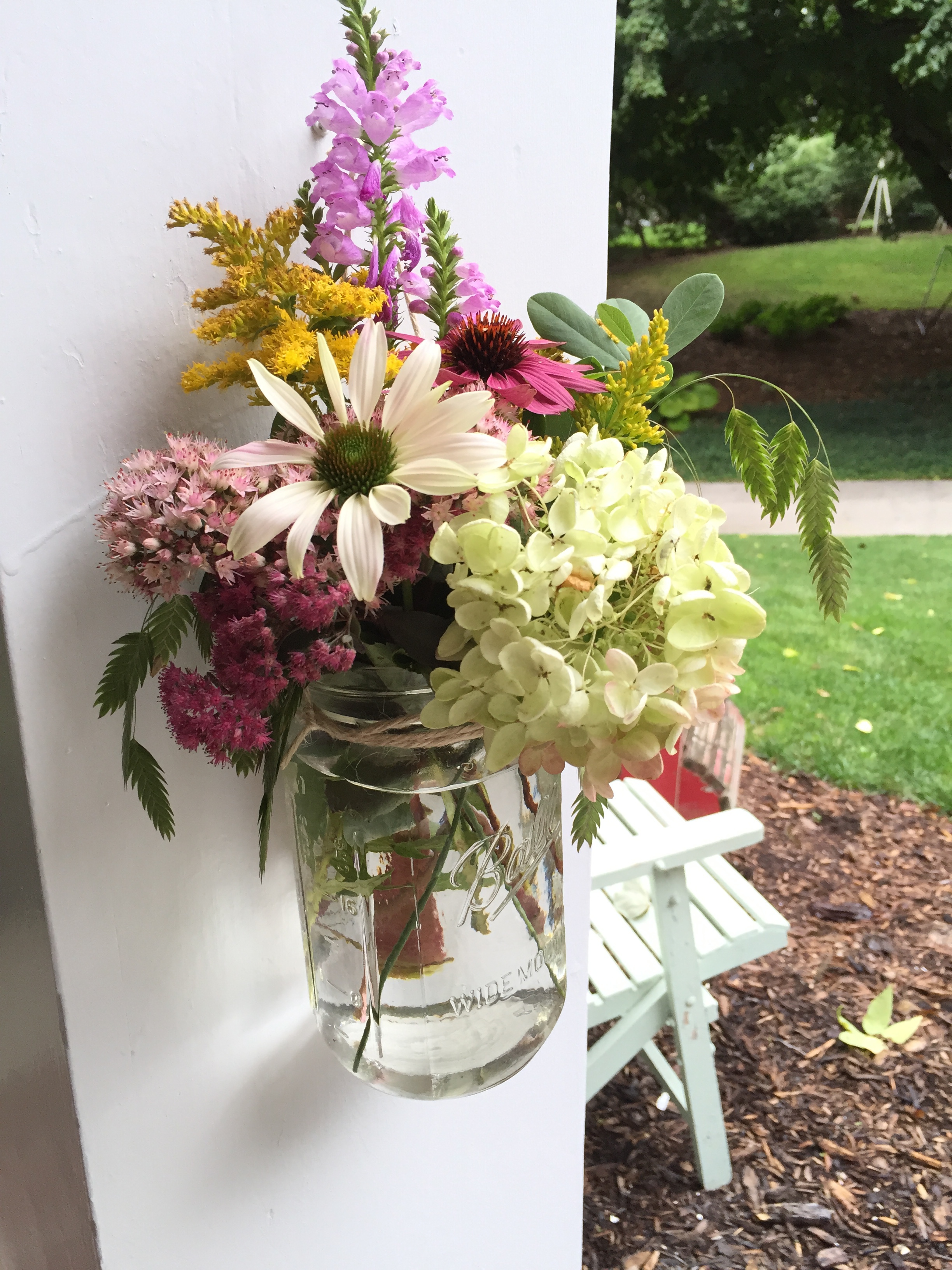 flowers in mason jar