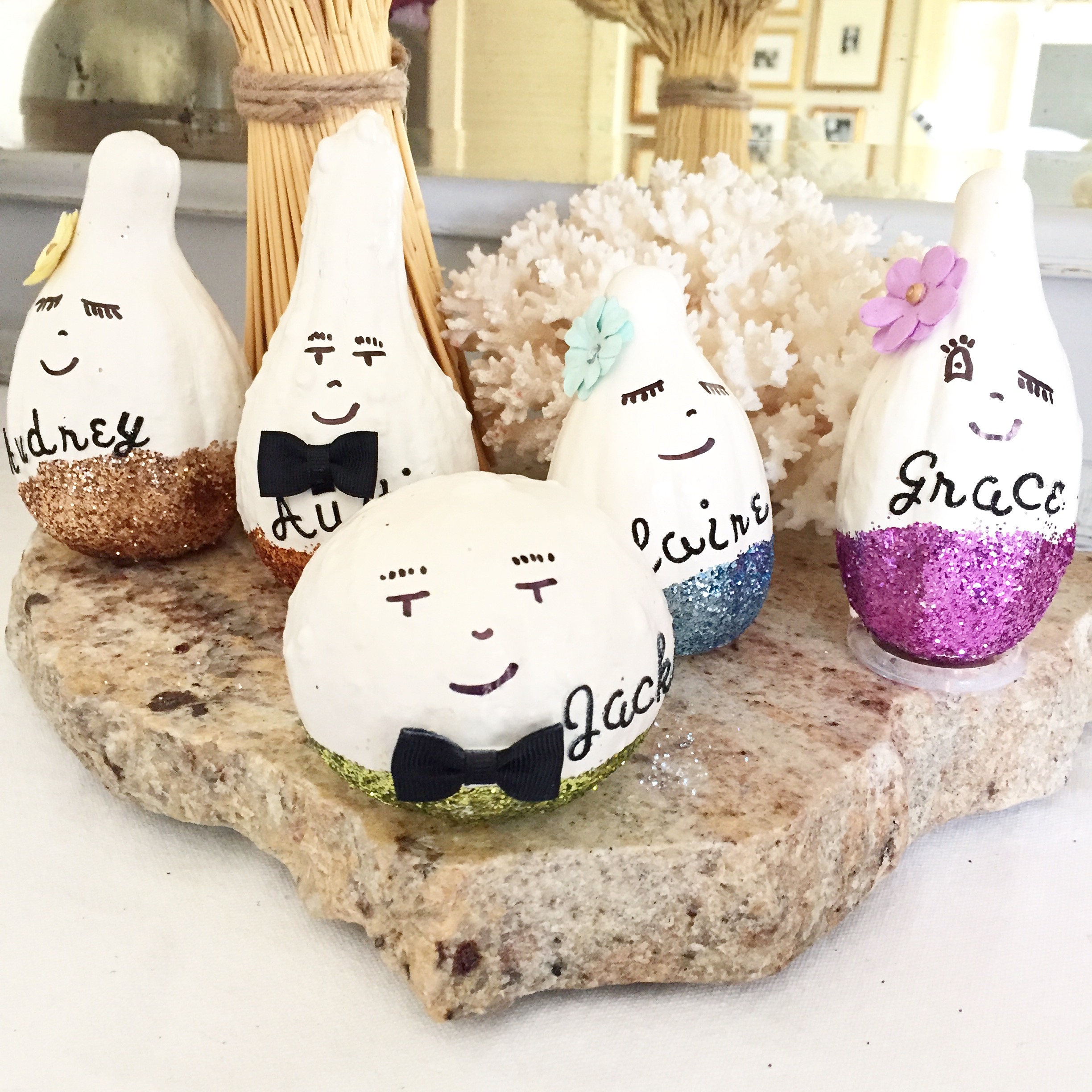 painted gourd place cards