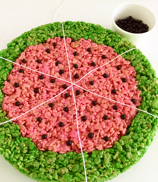 DIY watermelon krispie treats