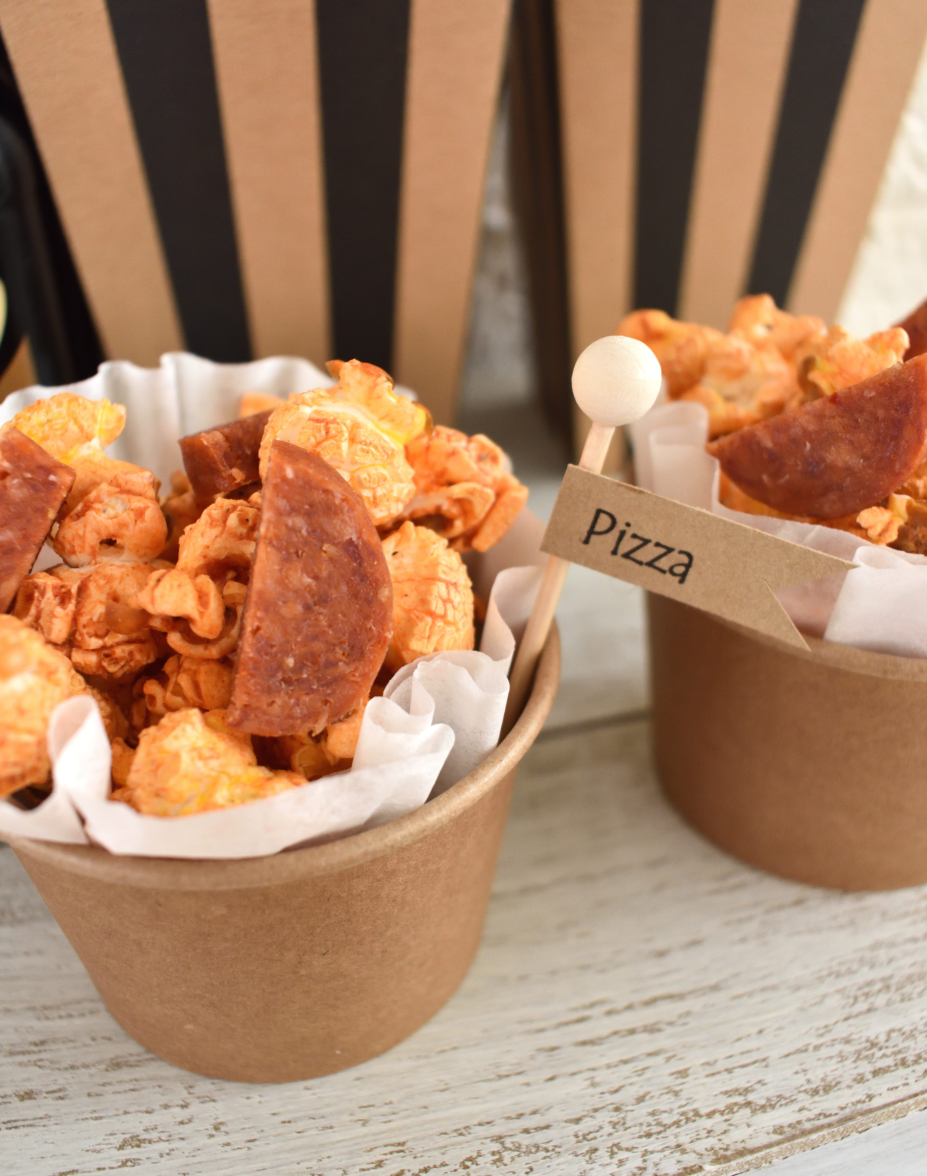 walking taco bar/pizza popcorn cups