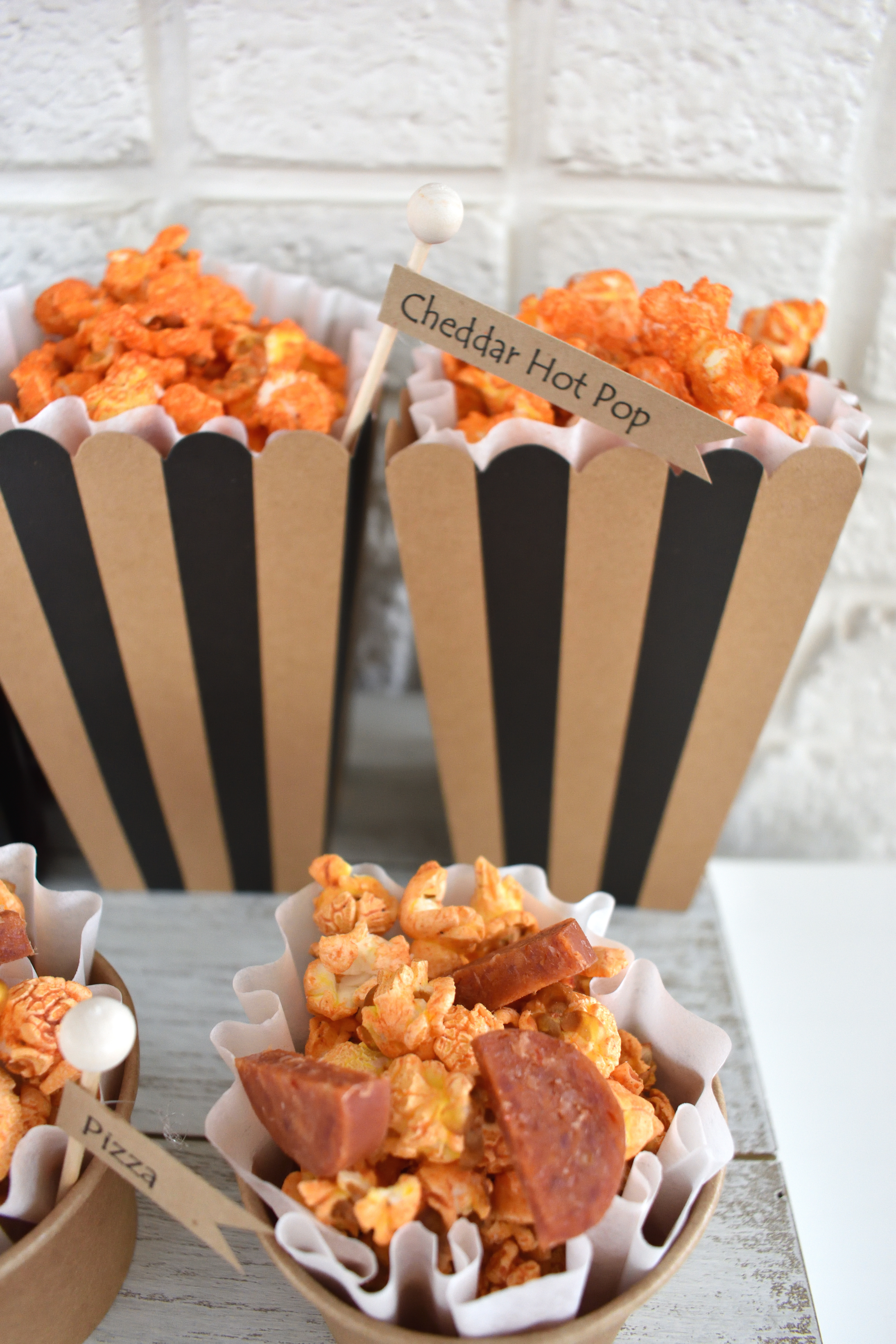 walking taco bar/popcorn boxes