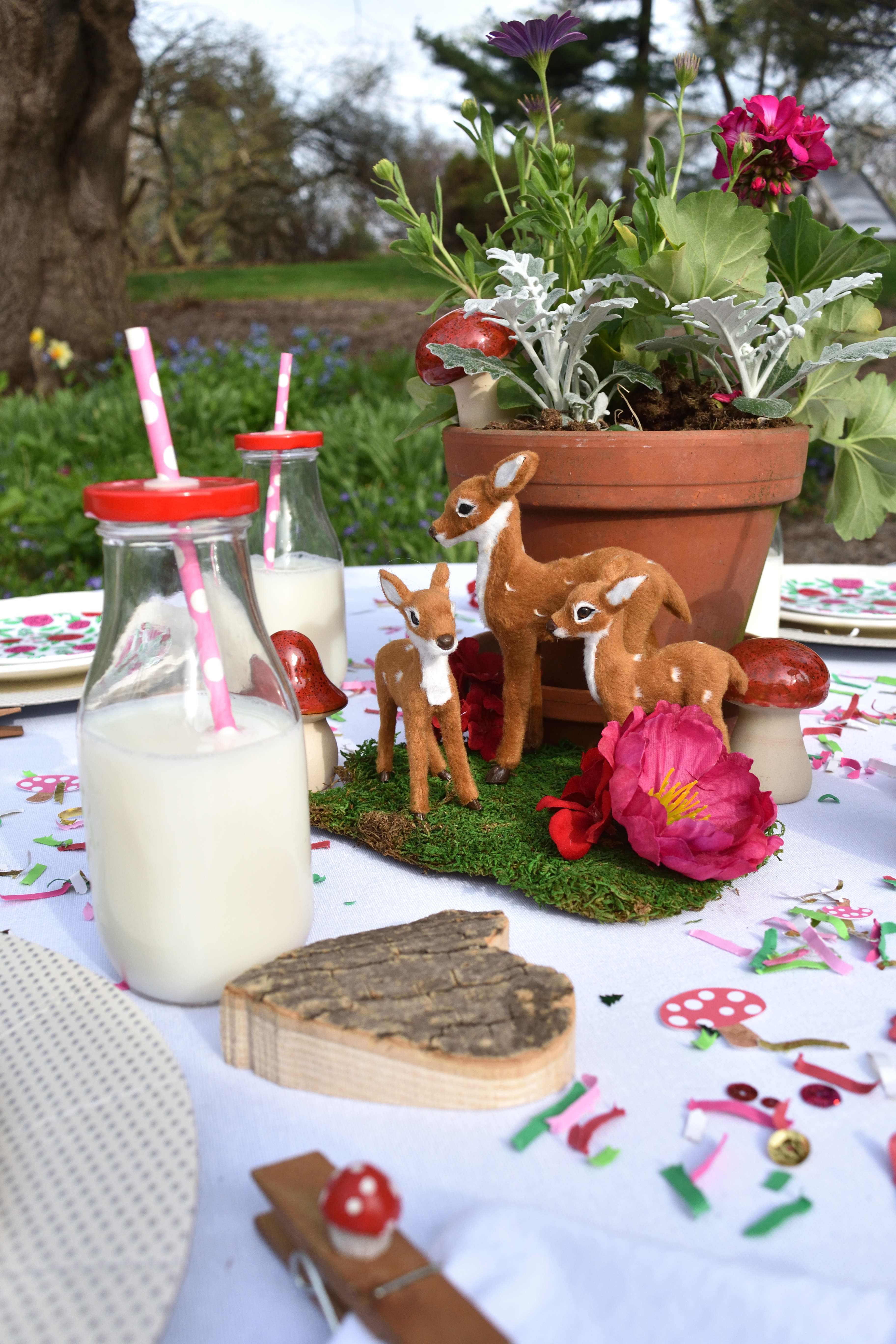 woodland breakfast party table setting