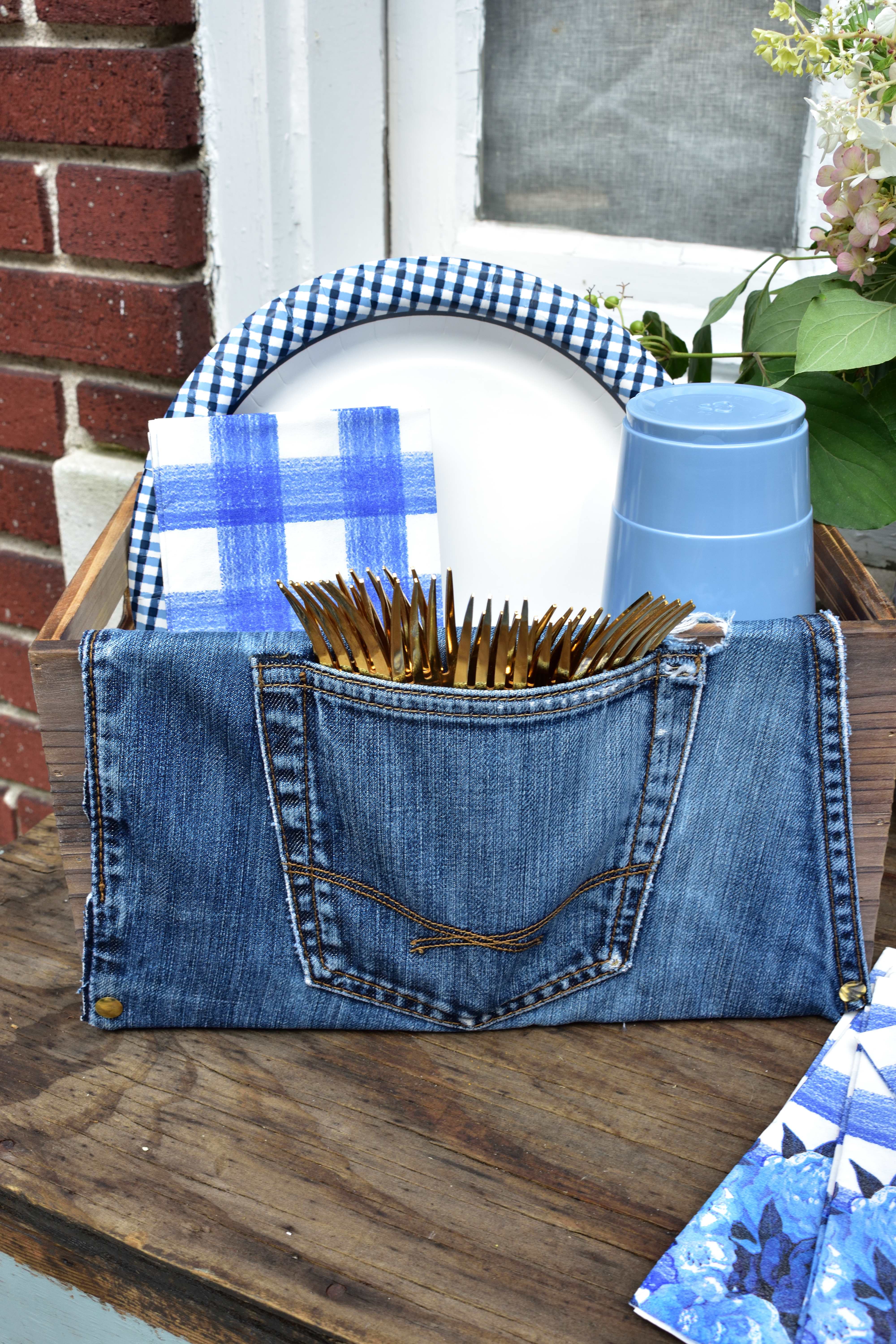 DIY denim utensil box