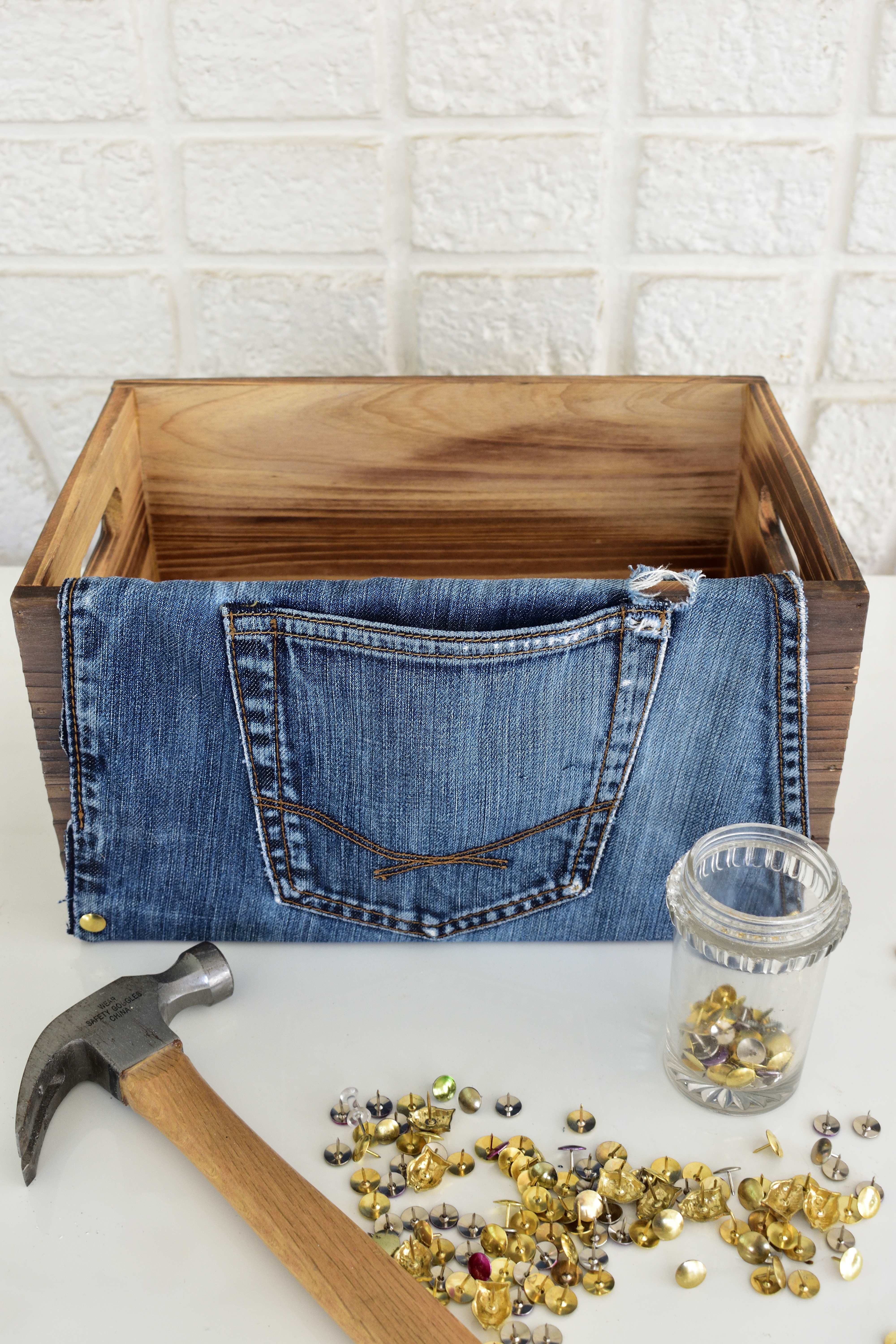 DIY denim utensil box