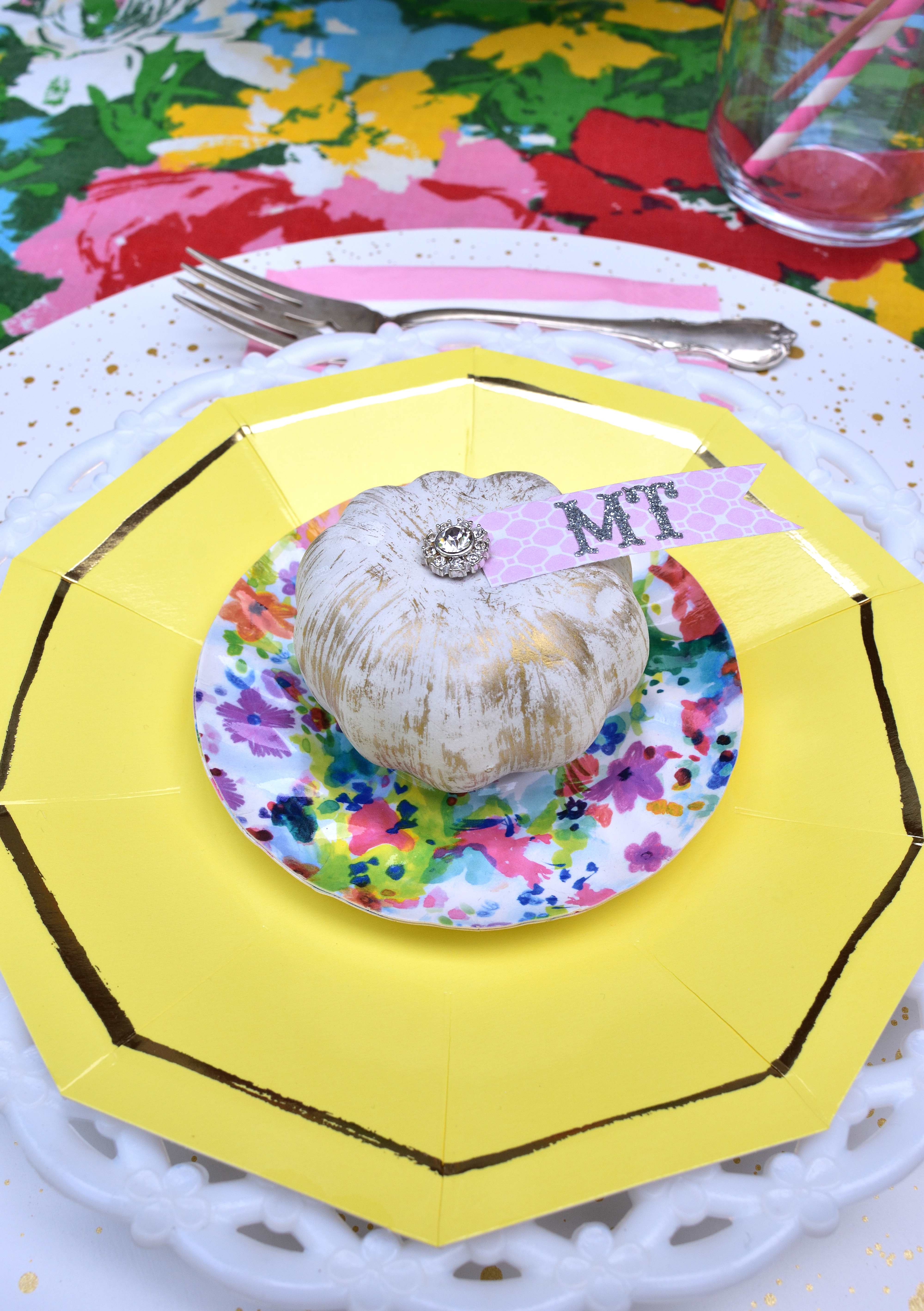 colorful fall place setting and place card