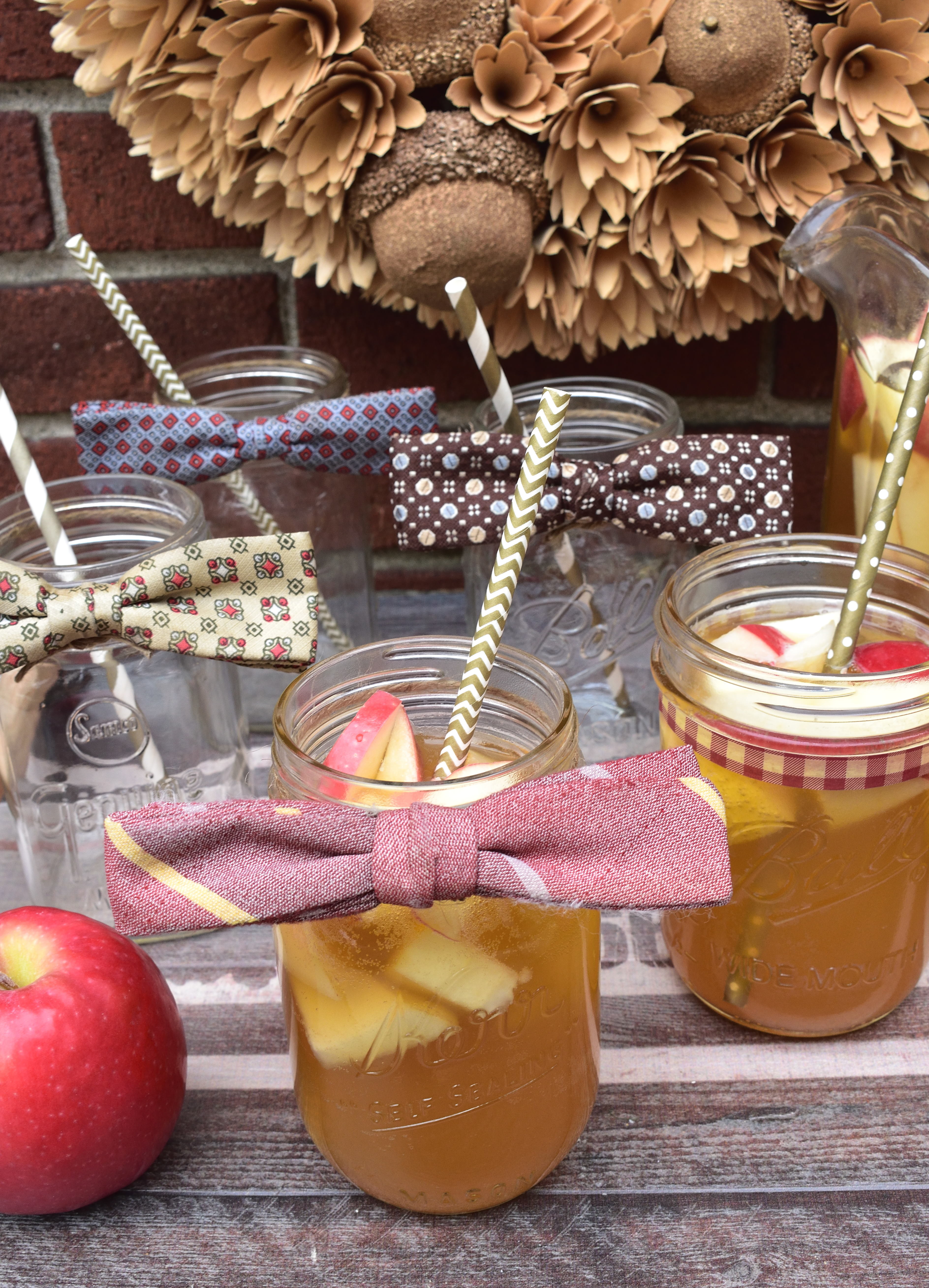 apple cider sangrias in mason jars