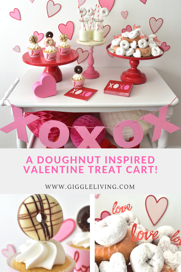 Doughnut inpsired Valentine treat cart