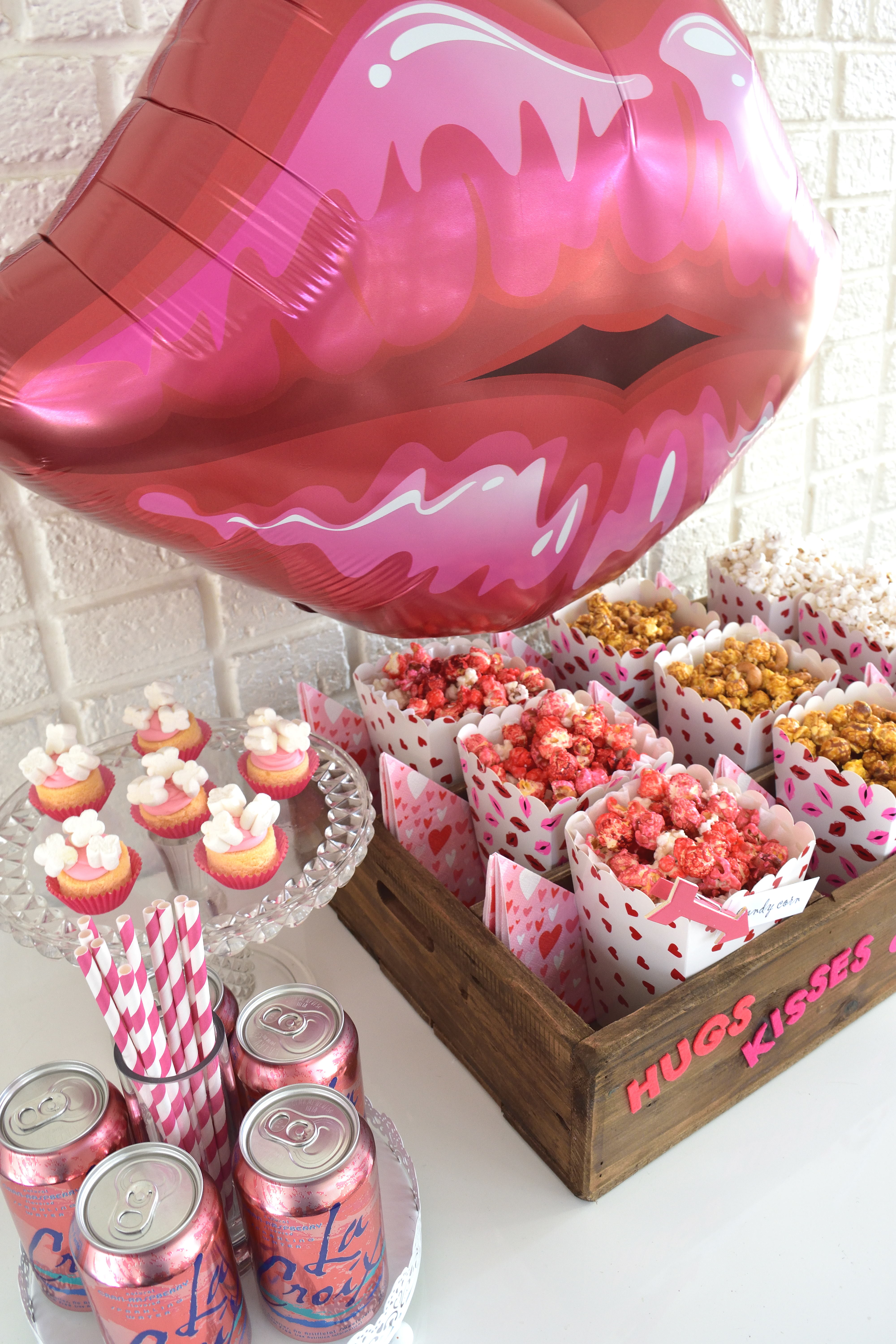 Valentine's Day popcorn treat table