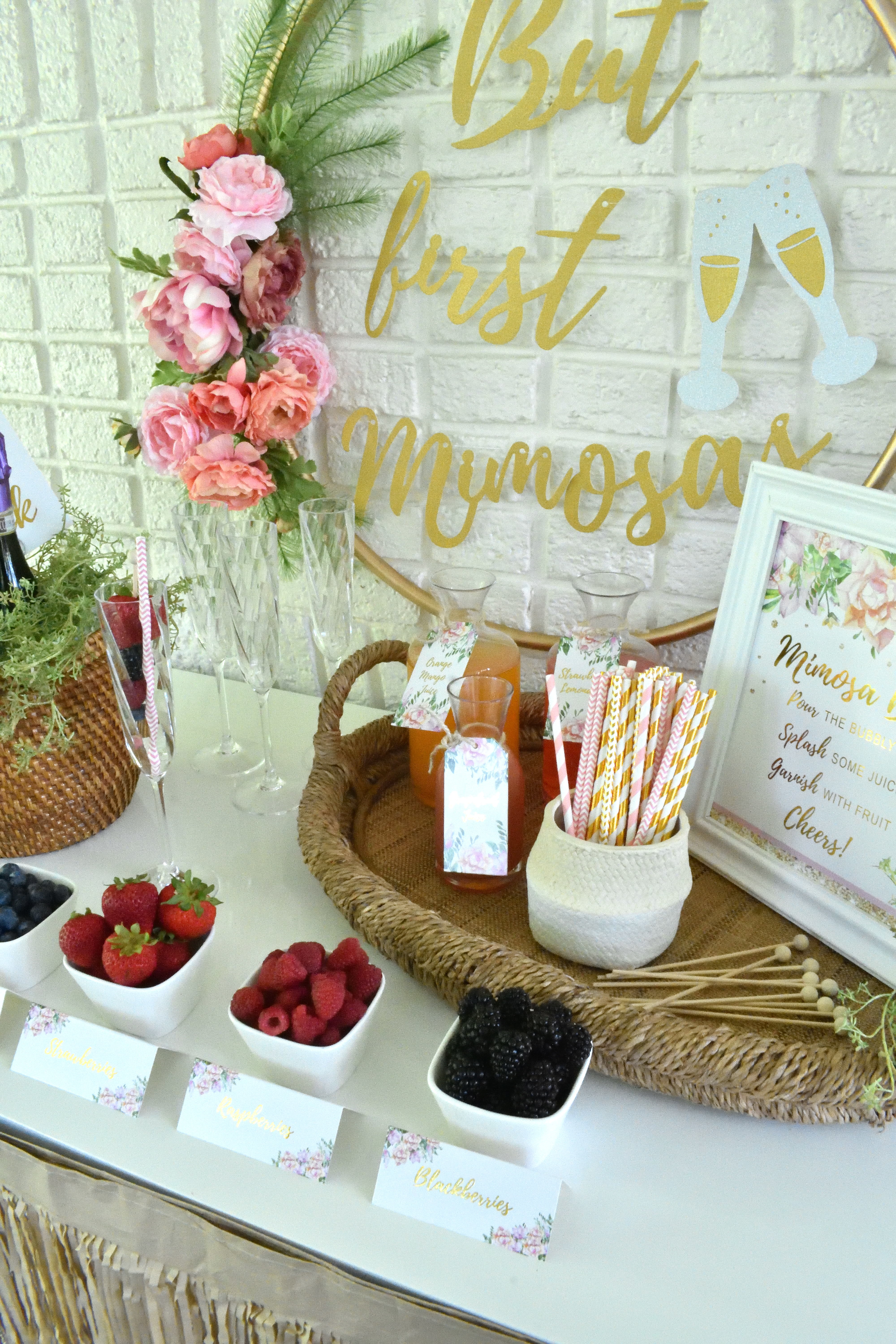 How to Create a Fun & Easy Mimosa Bar for Parties at Home - Katie J Design  and Events