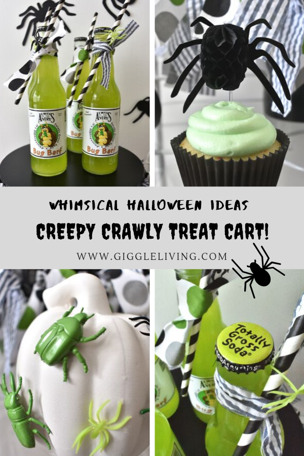 Creepy crawly Halloween treat cart and decorations