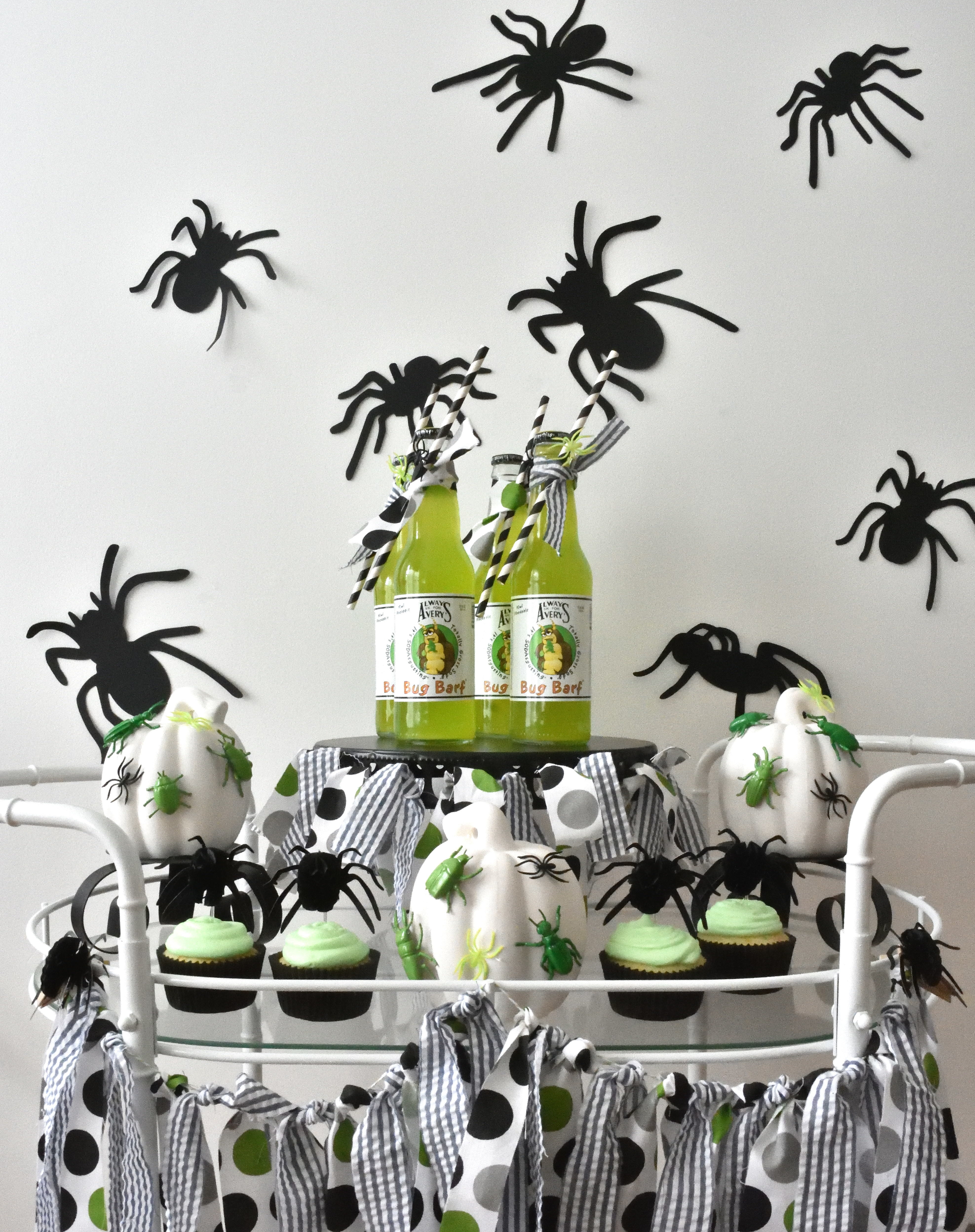 Halloween treat cart decorated in a bug theme