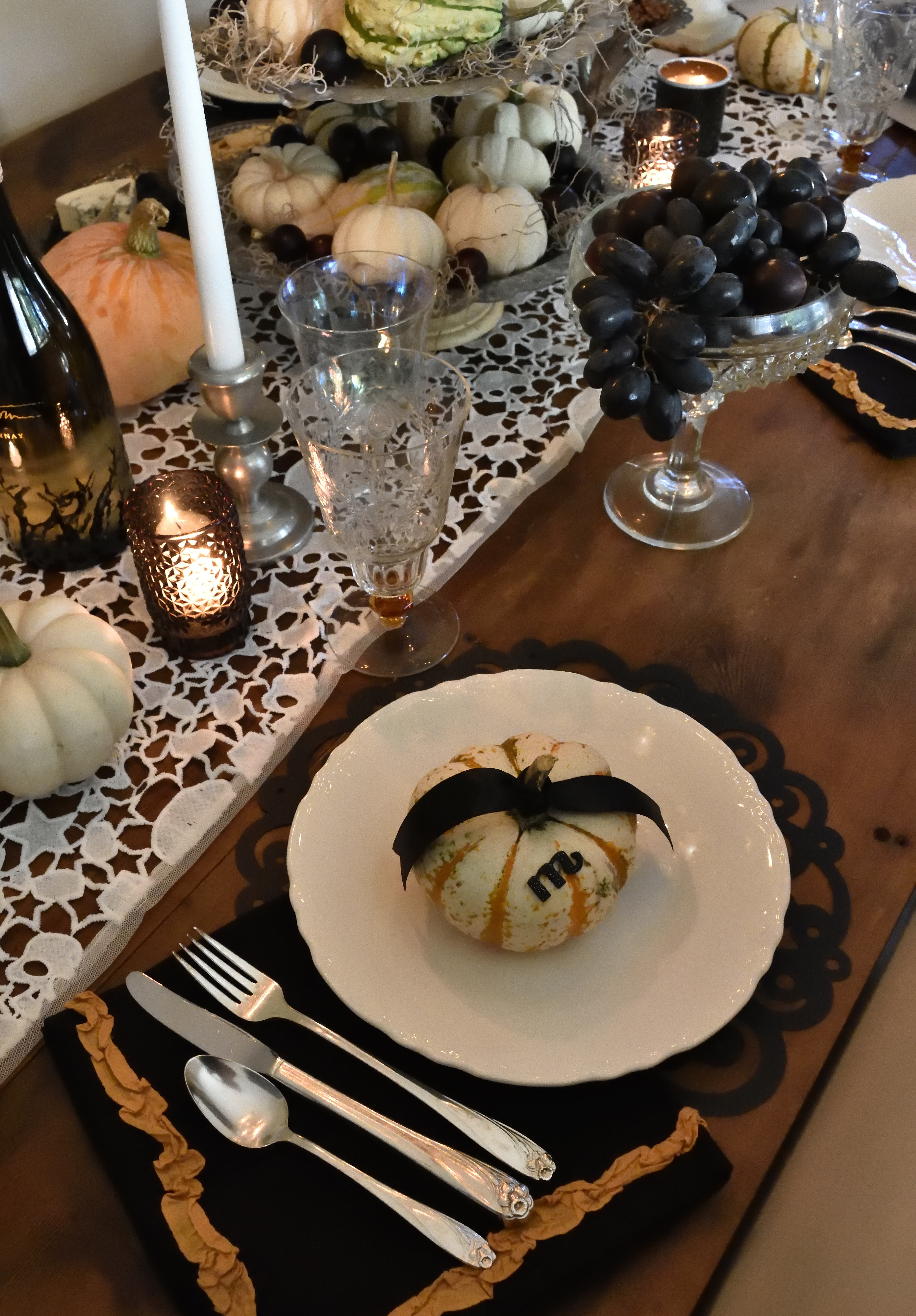 Halloween dinner party place settings