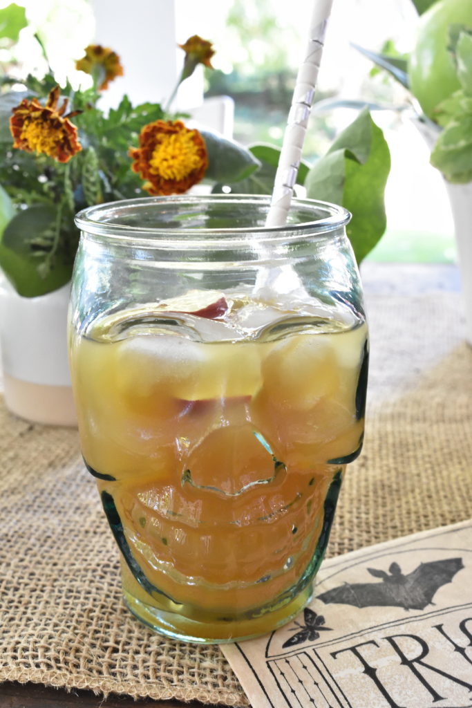 skull mug with cider