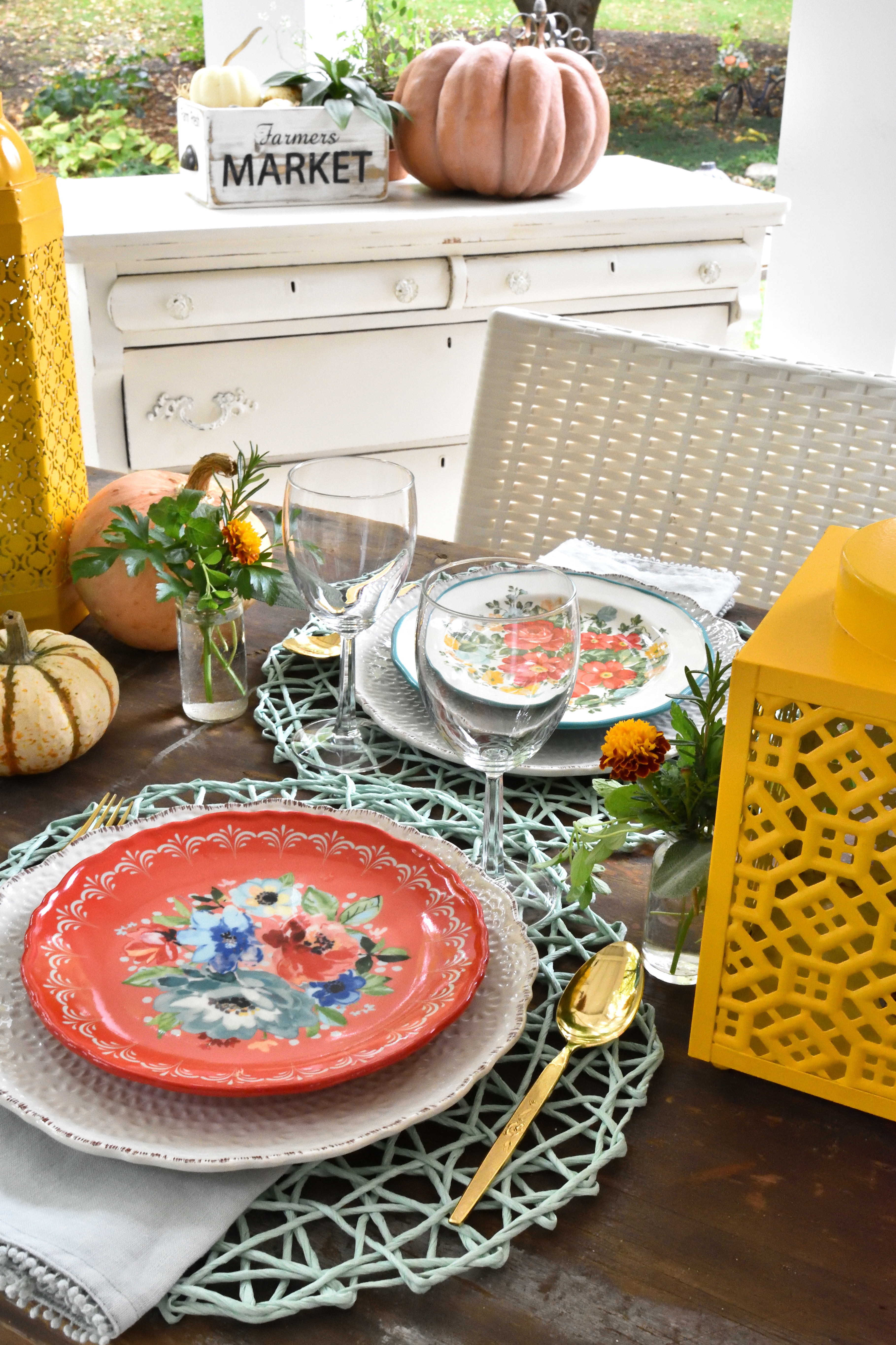 colorful fall farmhouse table