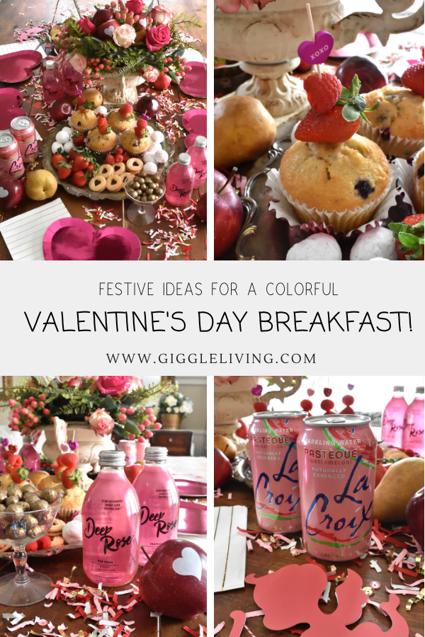 Festive and colorful Valentine's Day breakfast