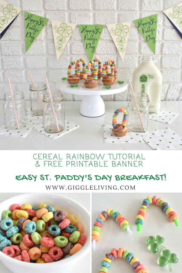 cereal rainbow toppers for your St. Paddy's Day breakfast treat@