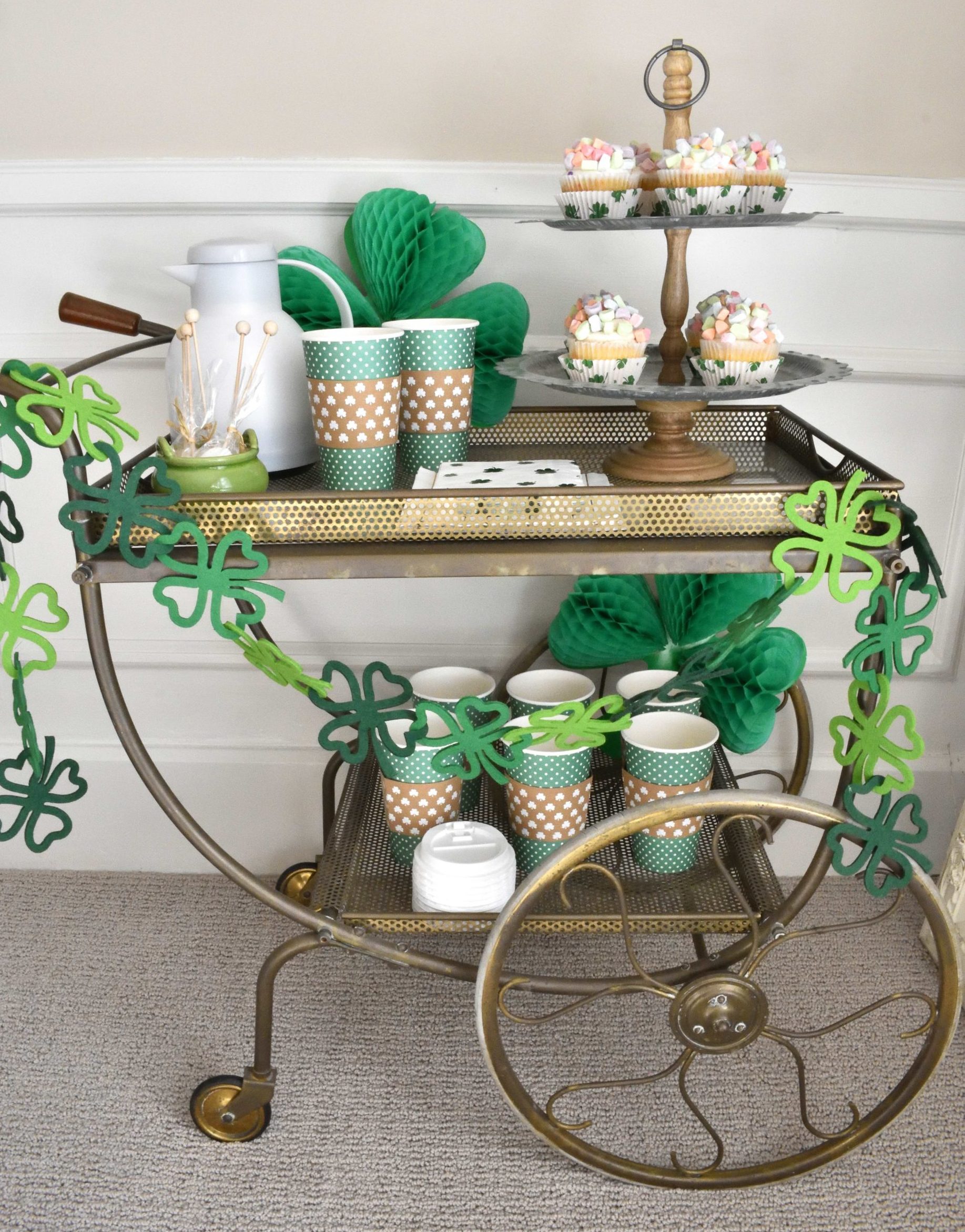St. Paddy's cocoa and cupcake cart