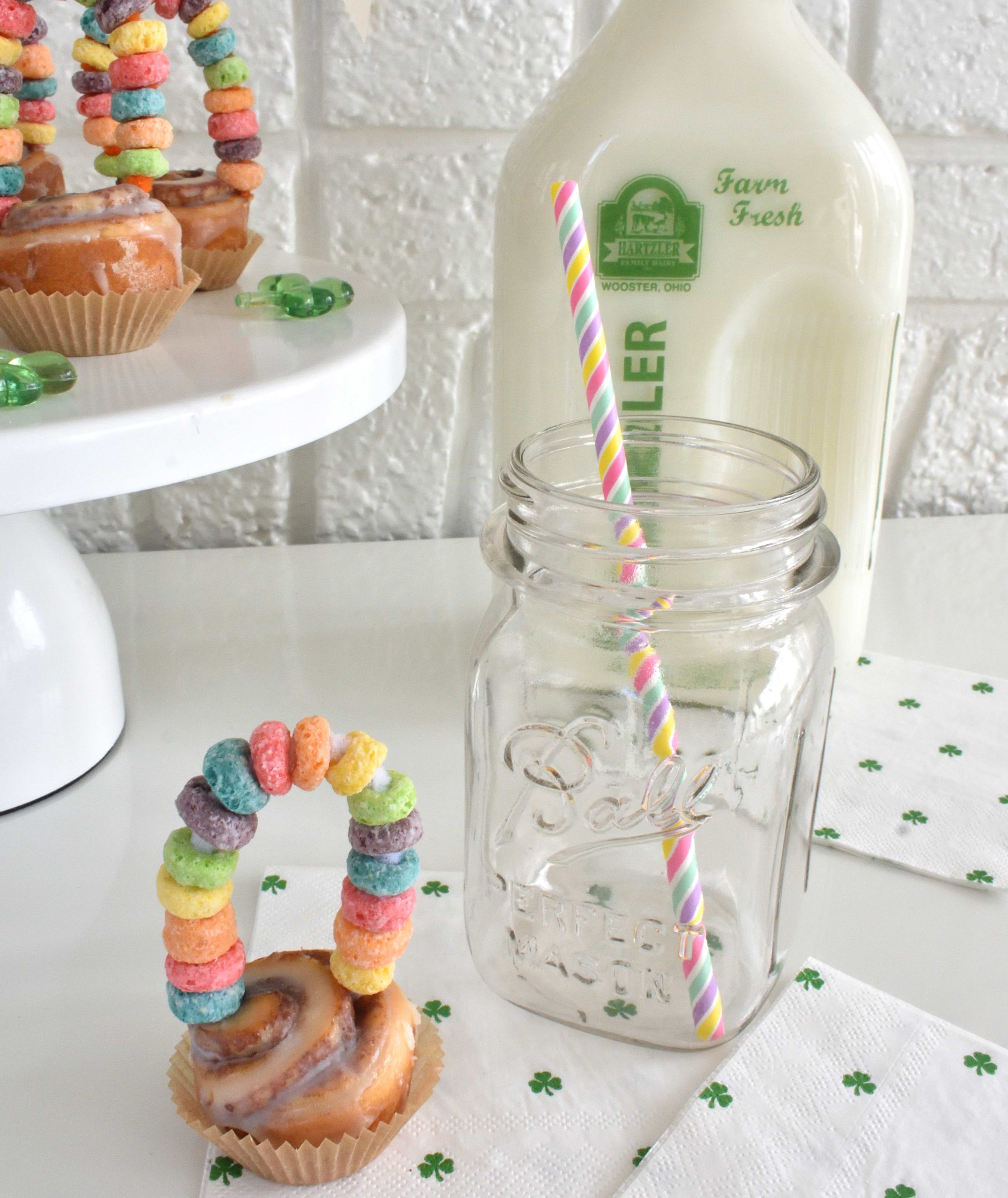 St Patrick's Day cereal rainbow toppers