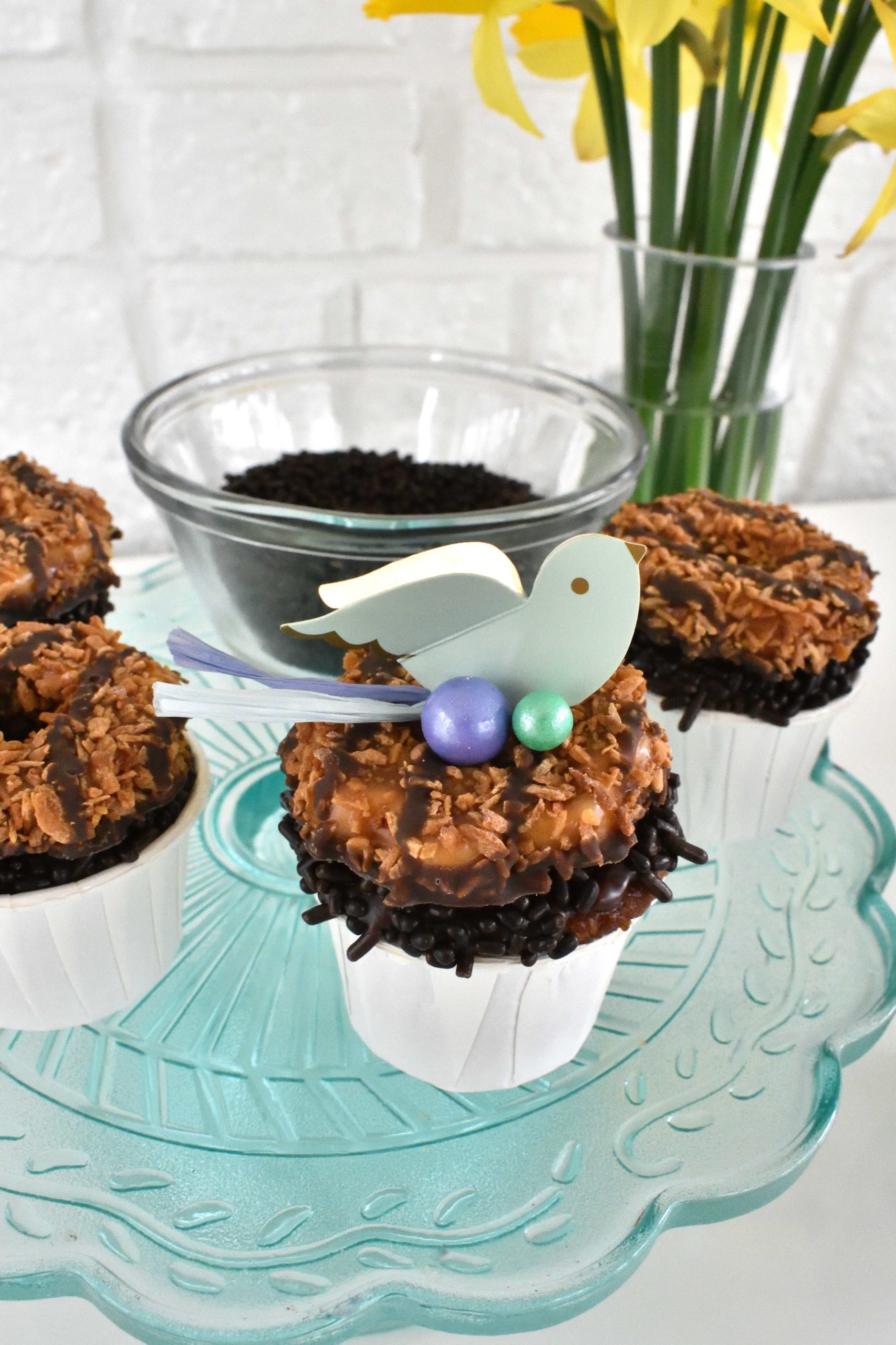 DIY Easter grazing board with bird nest cupcakes