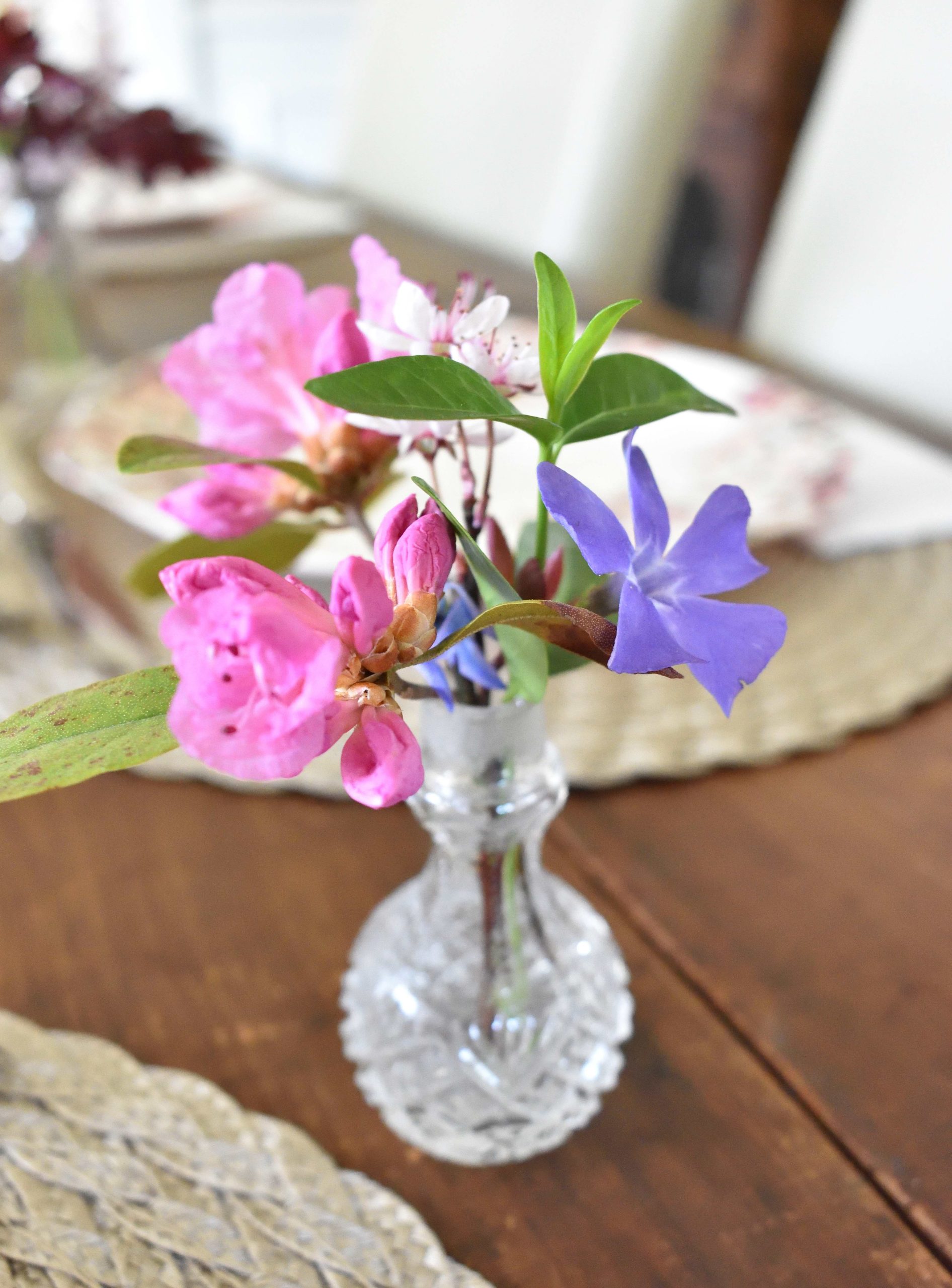 mini vase at a place setting