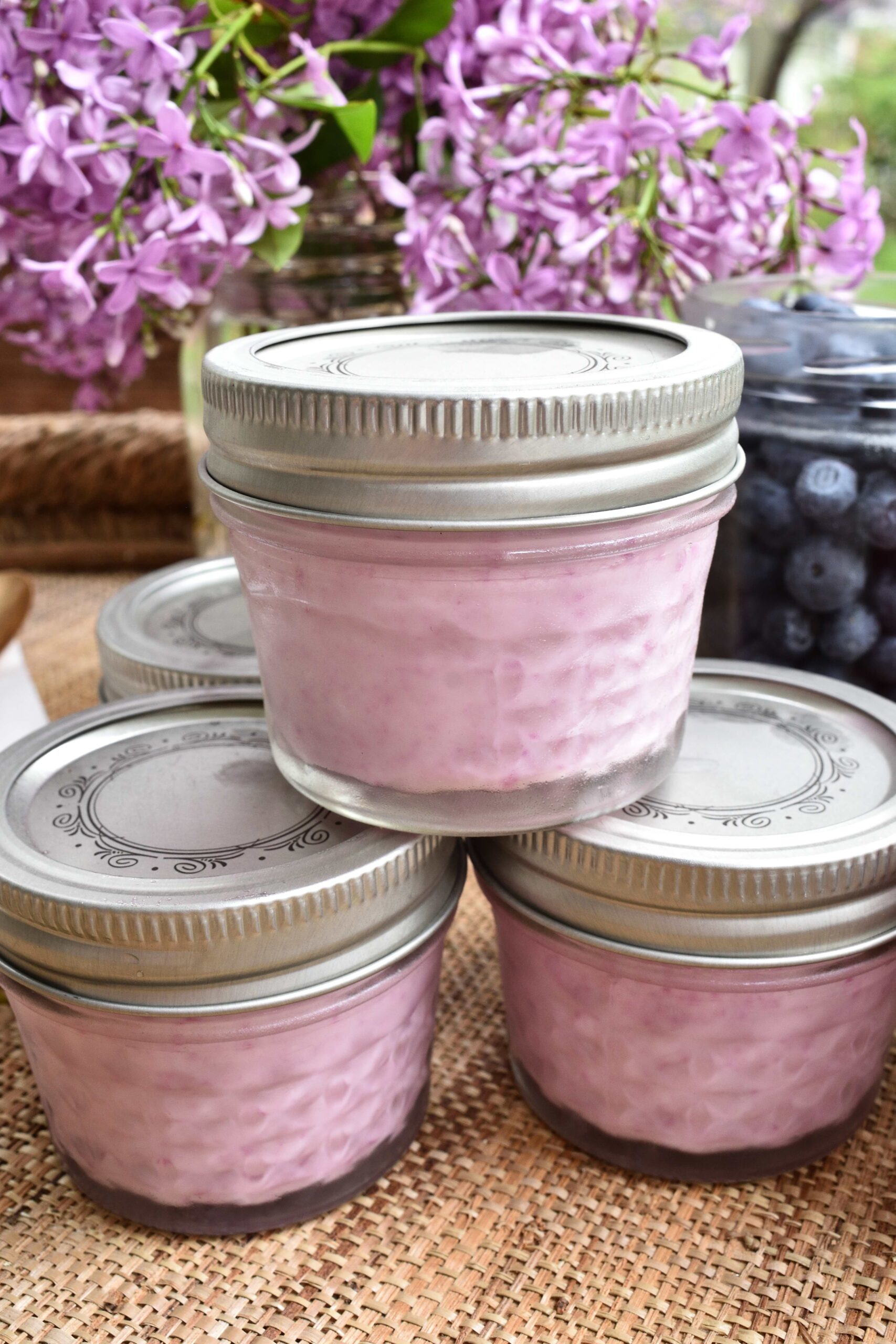 individual yogurts in jelly jars