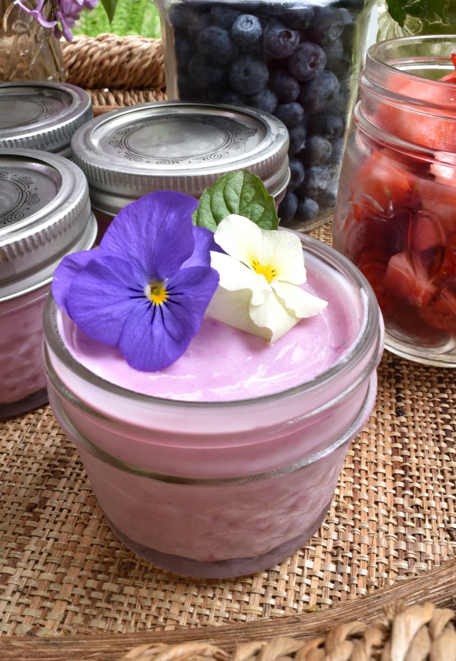 edible flowers on parfaits