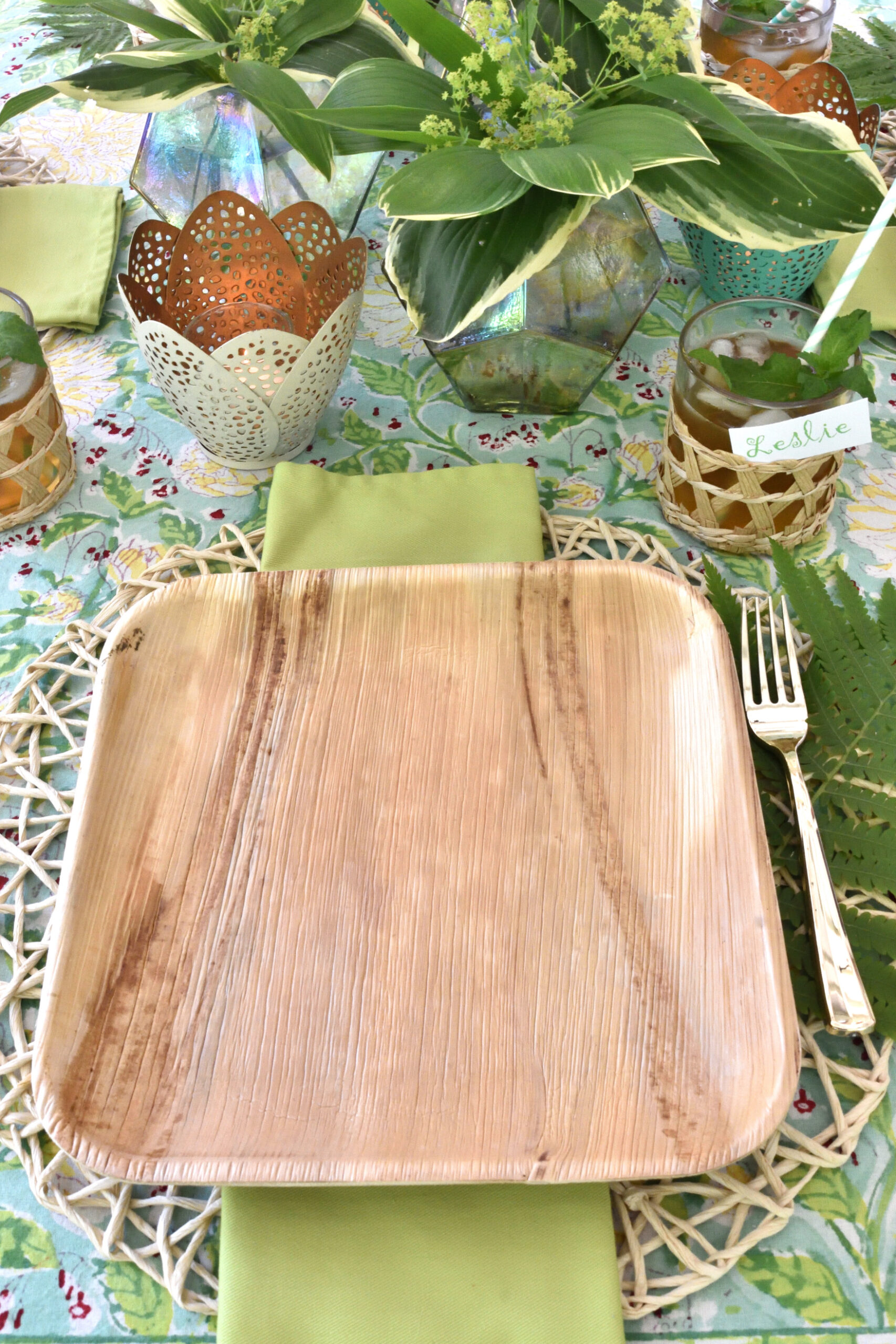 a tropical table setting