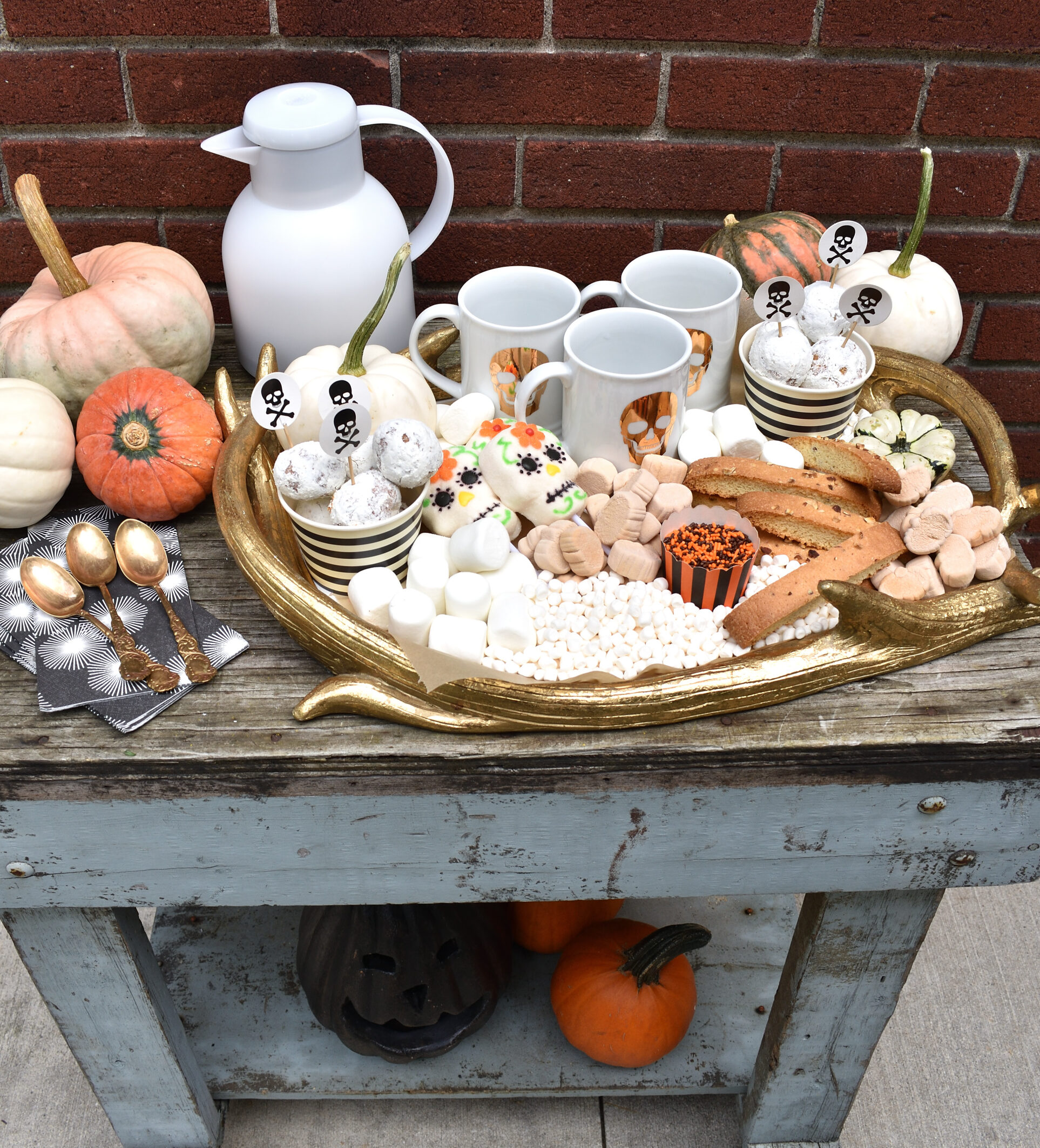 a Halloween cocoa cart