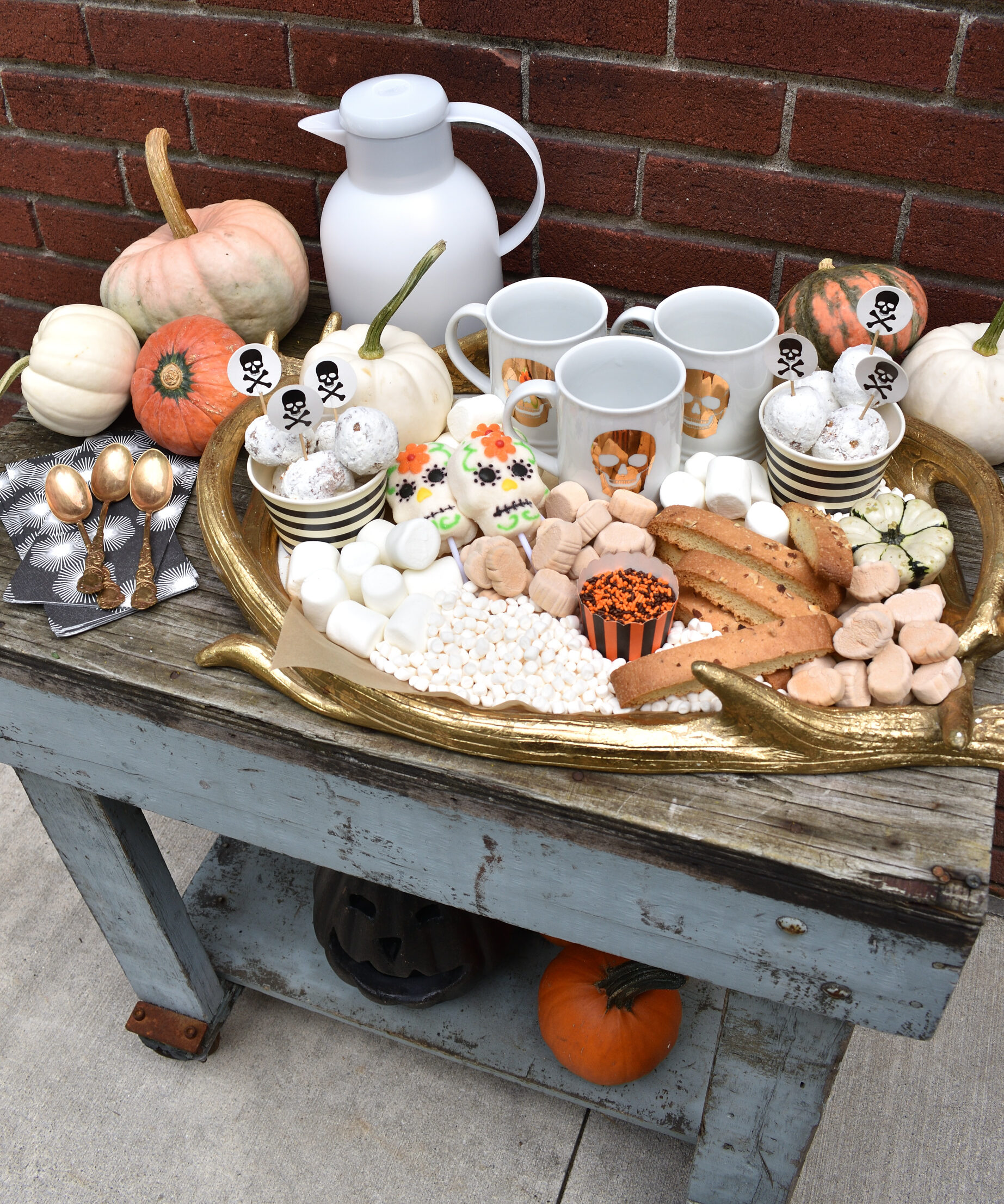 a Halloween cocoa cart