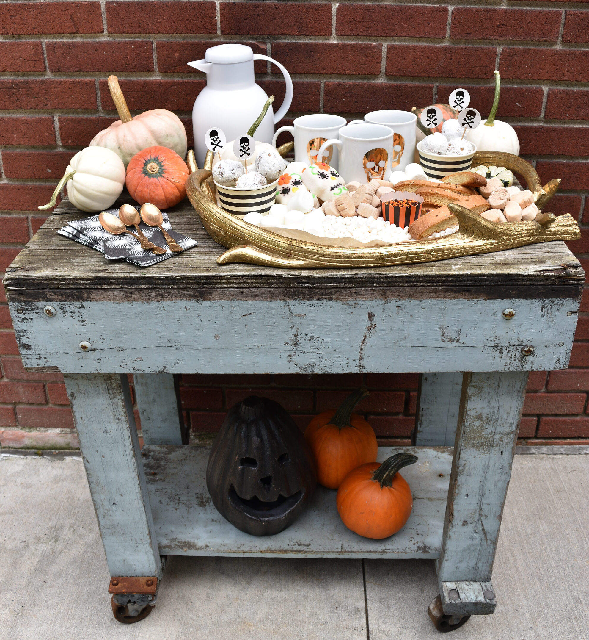 a Halloween cocoa cart