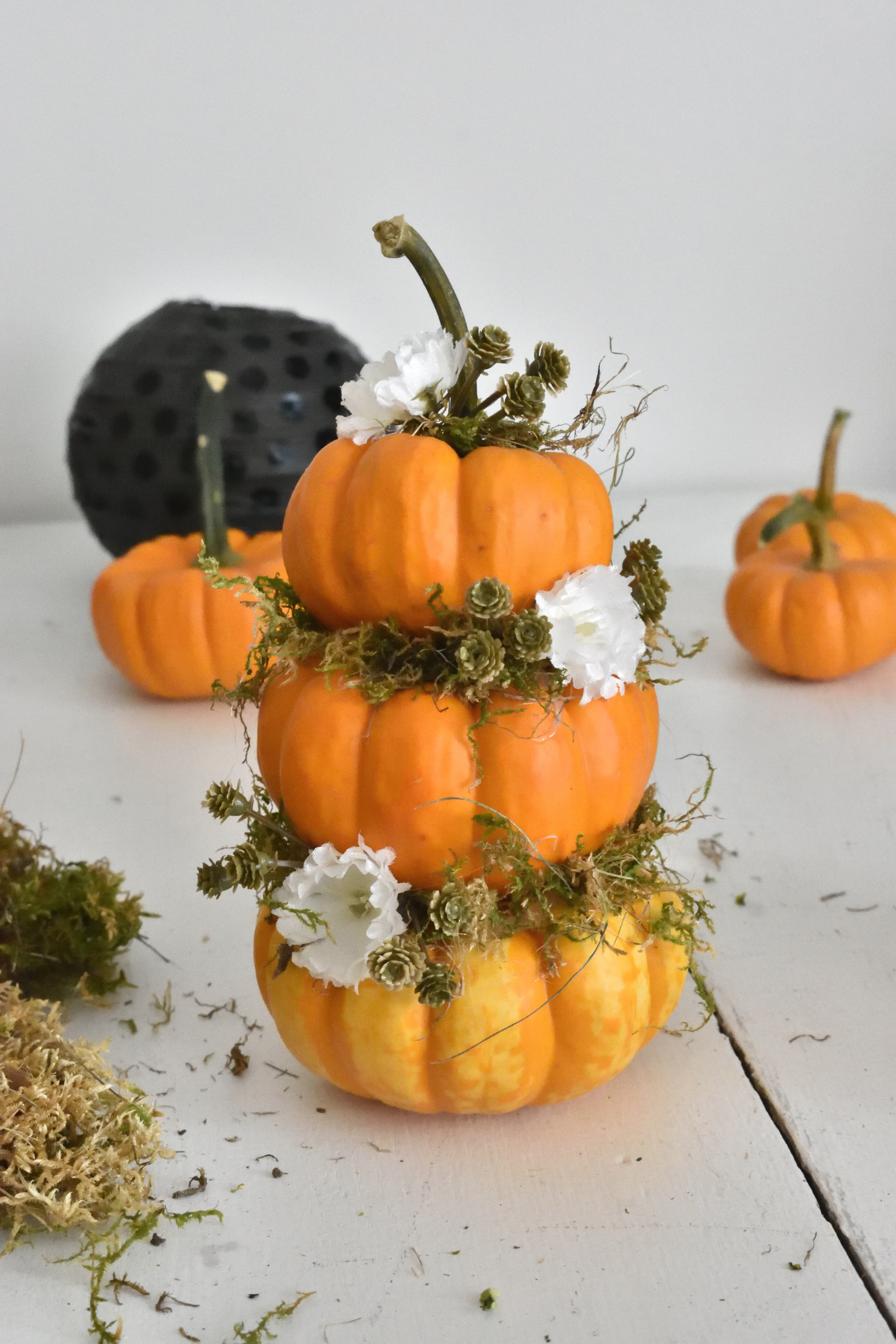 mini pumpkin topiary DIY