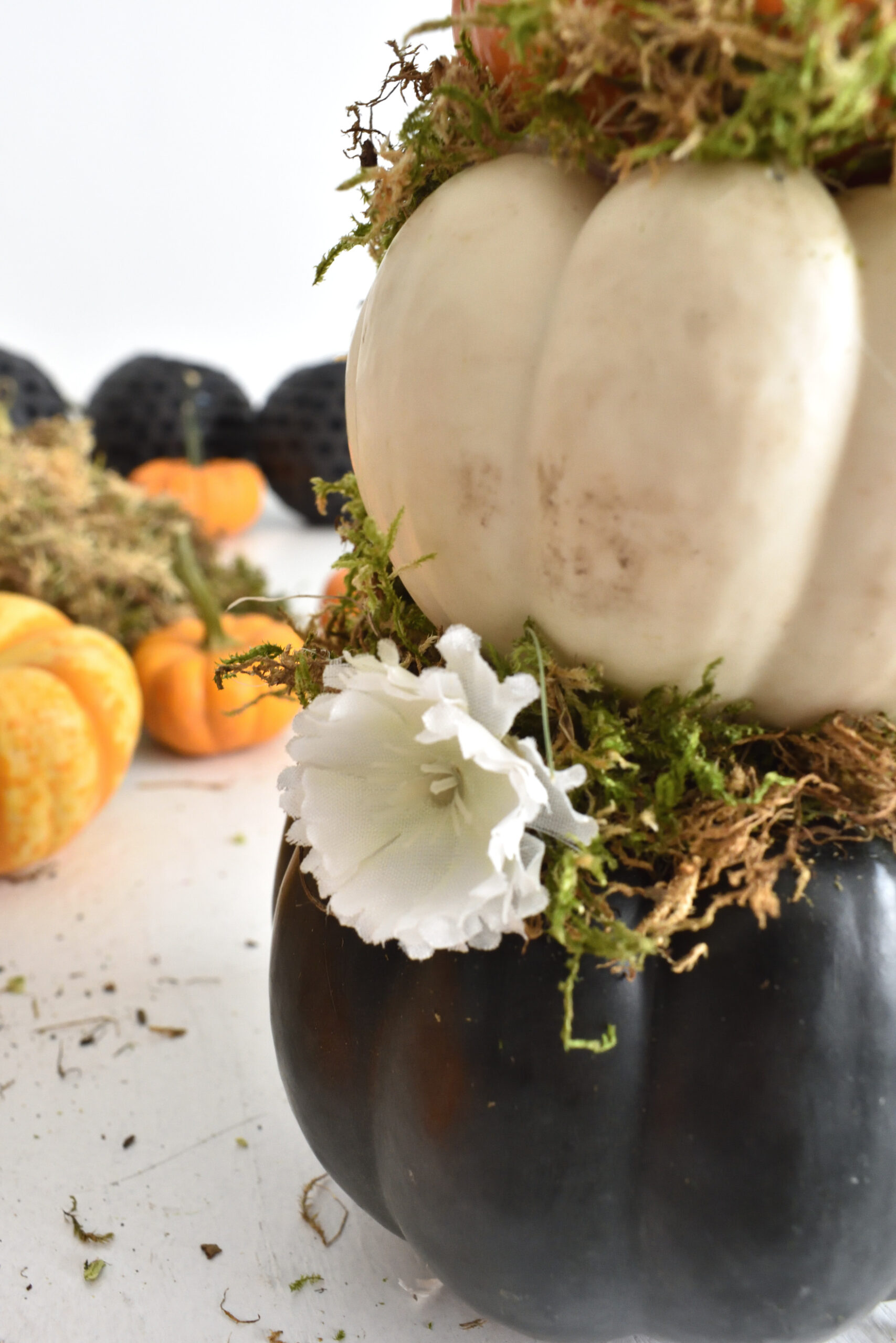 mini pumpkin topiary