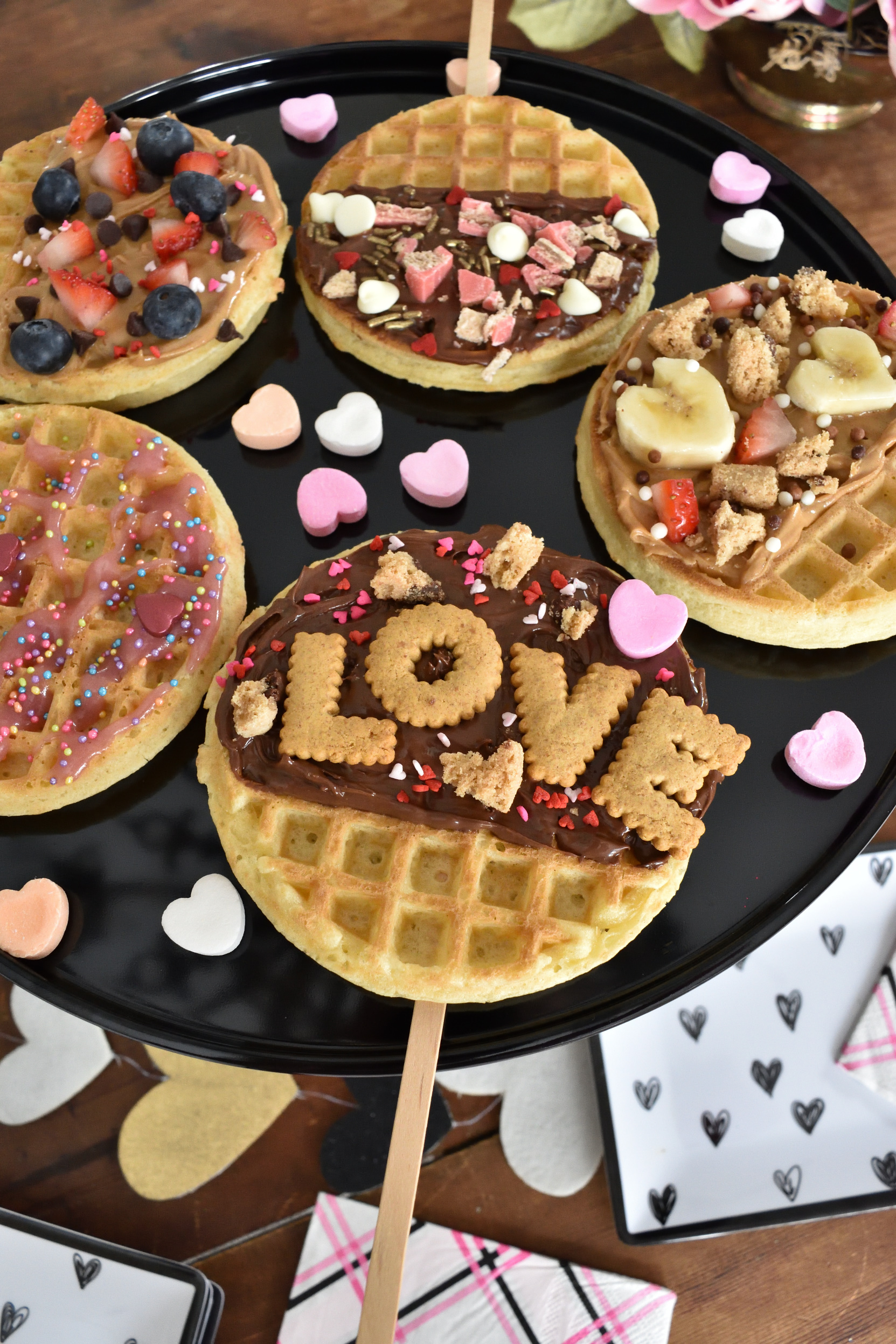 Valentine waffle pops