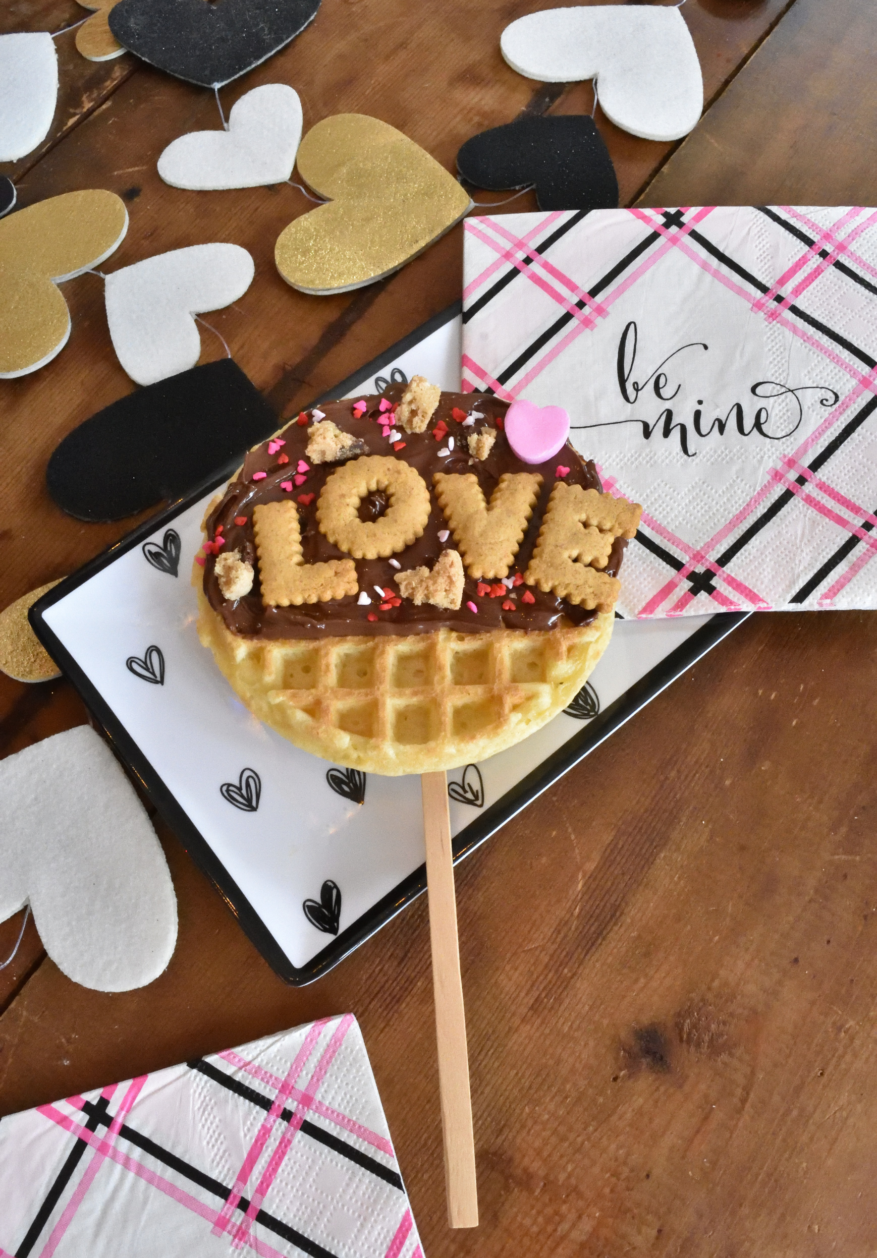 Valentine's Day waffle pops