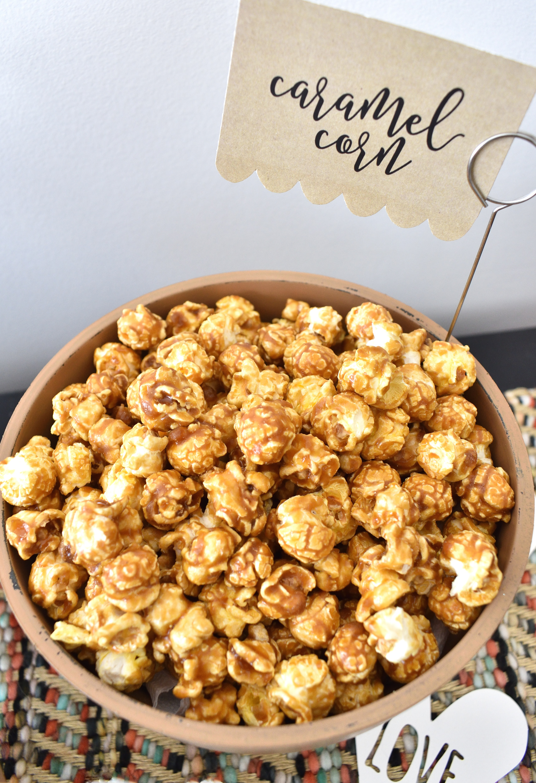 caramel corn on a popcorn bar