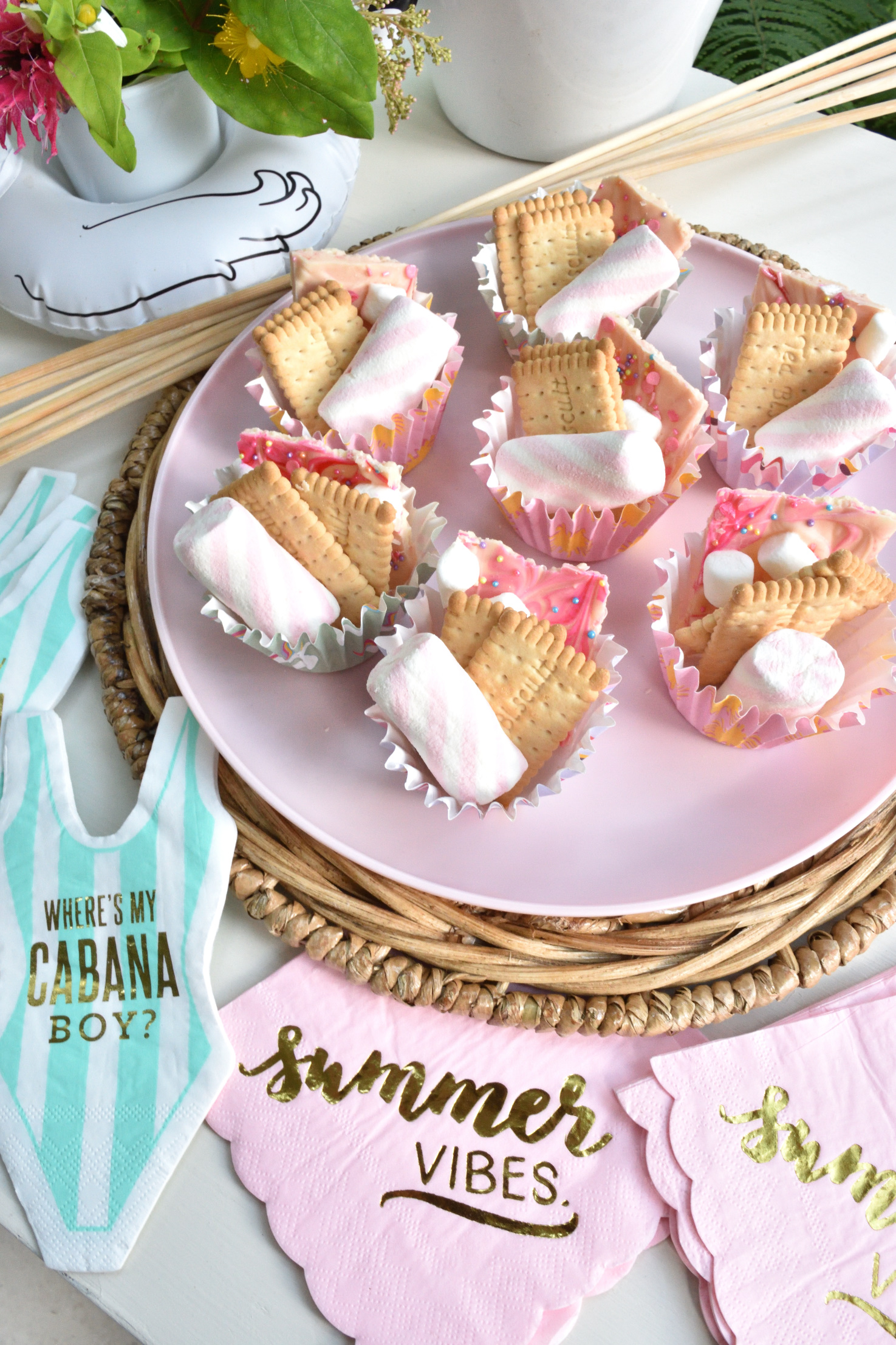 pink pool party s'mores