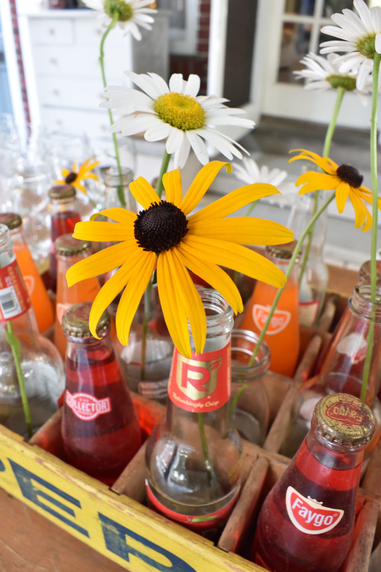 a groovy decade party centerpiece