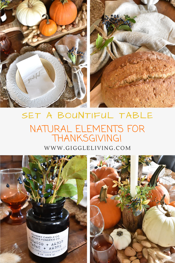 Natural elements on a Thanksgiving table