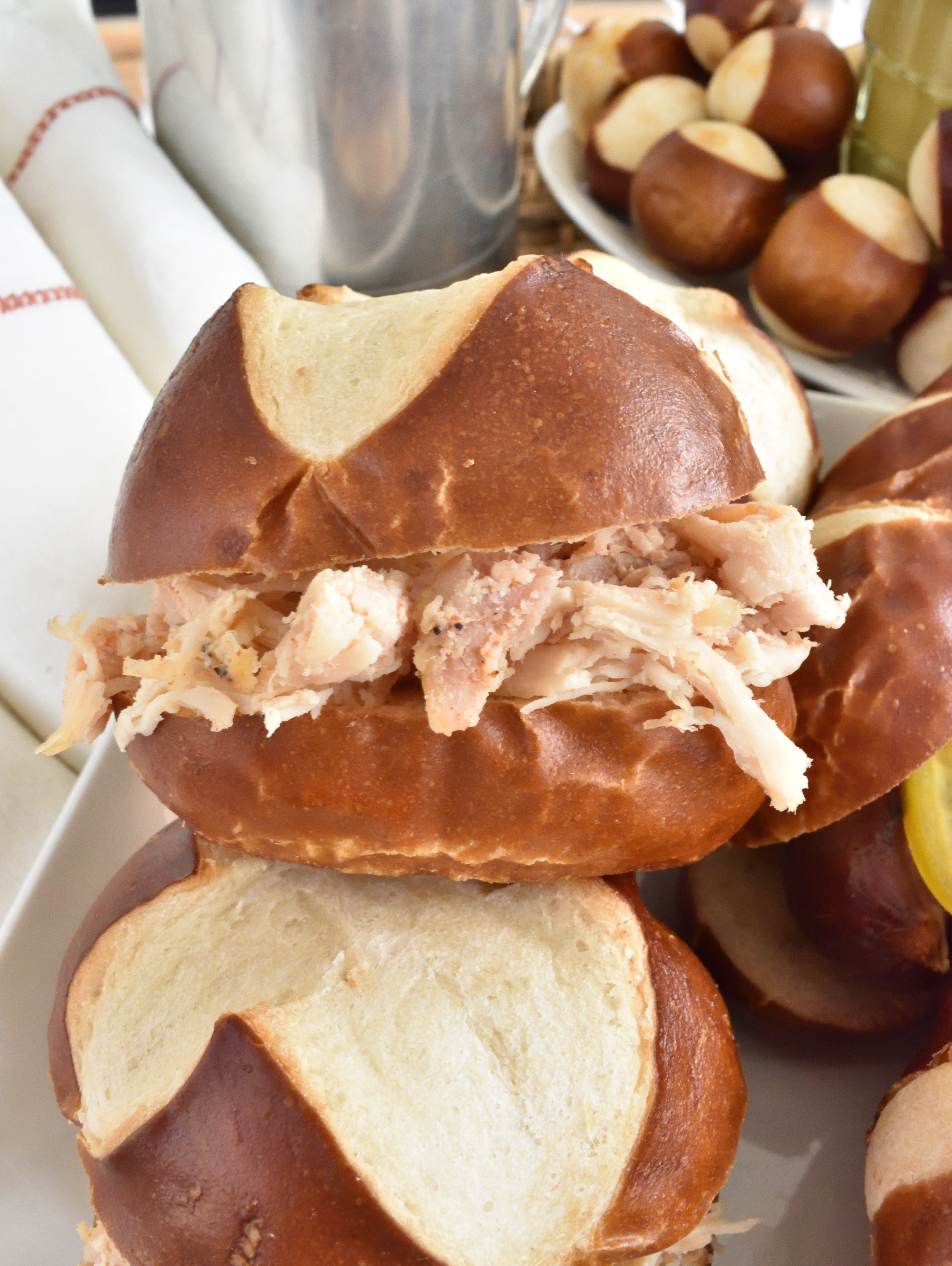 pulled chicken & beer cheese sandwiches