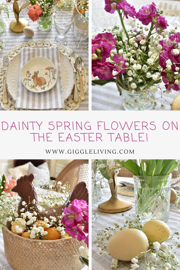 Dainty spring flowers on the Easter table