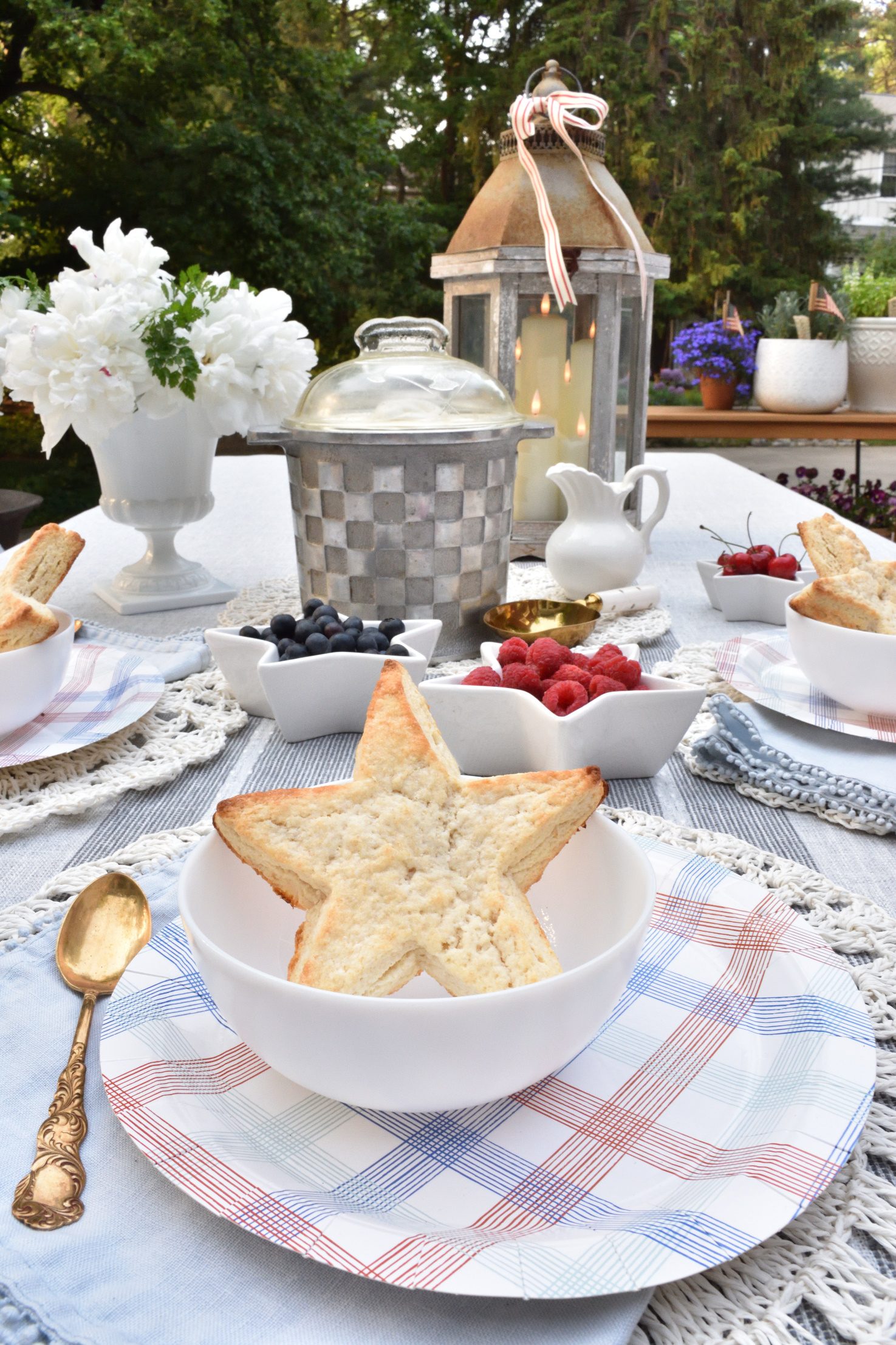 red, white, & blue berries & star-spangled scones