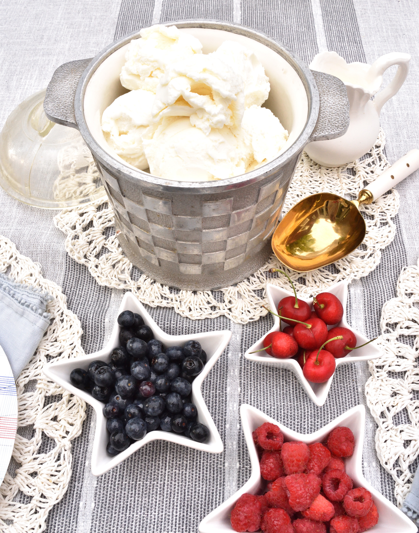 red, white, & blue berries & star-spangled scones