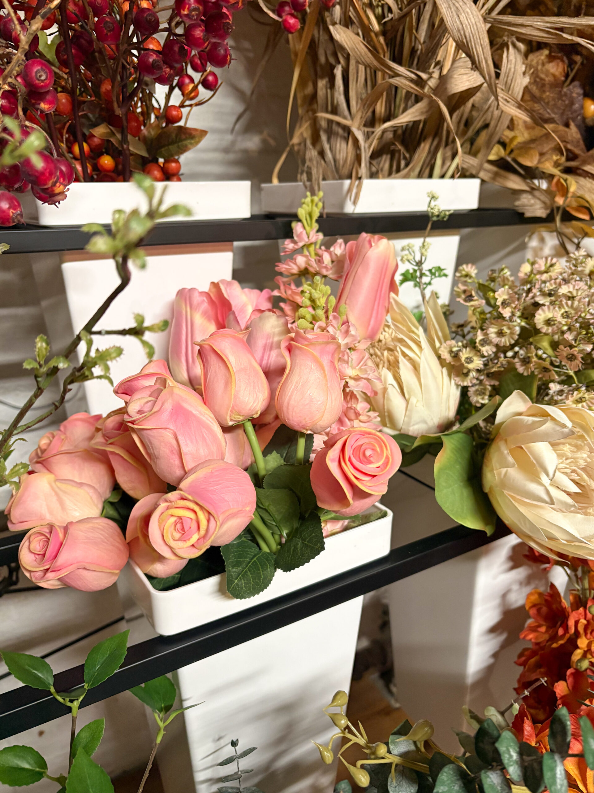 faux flower organizing rack